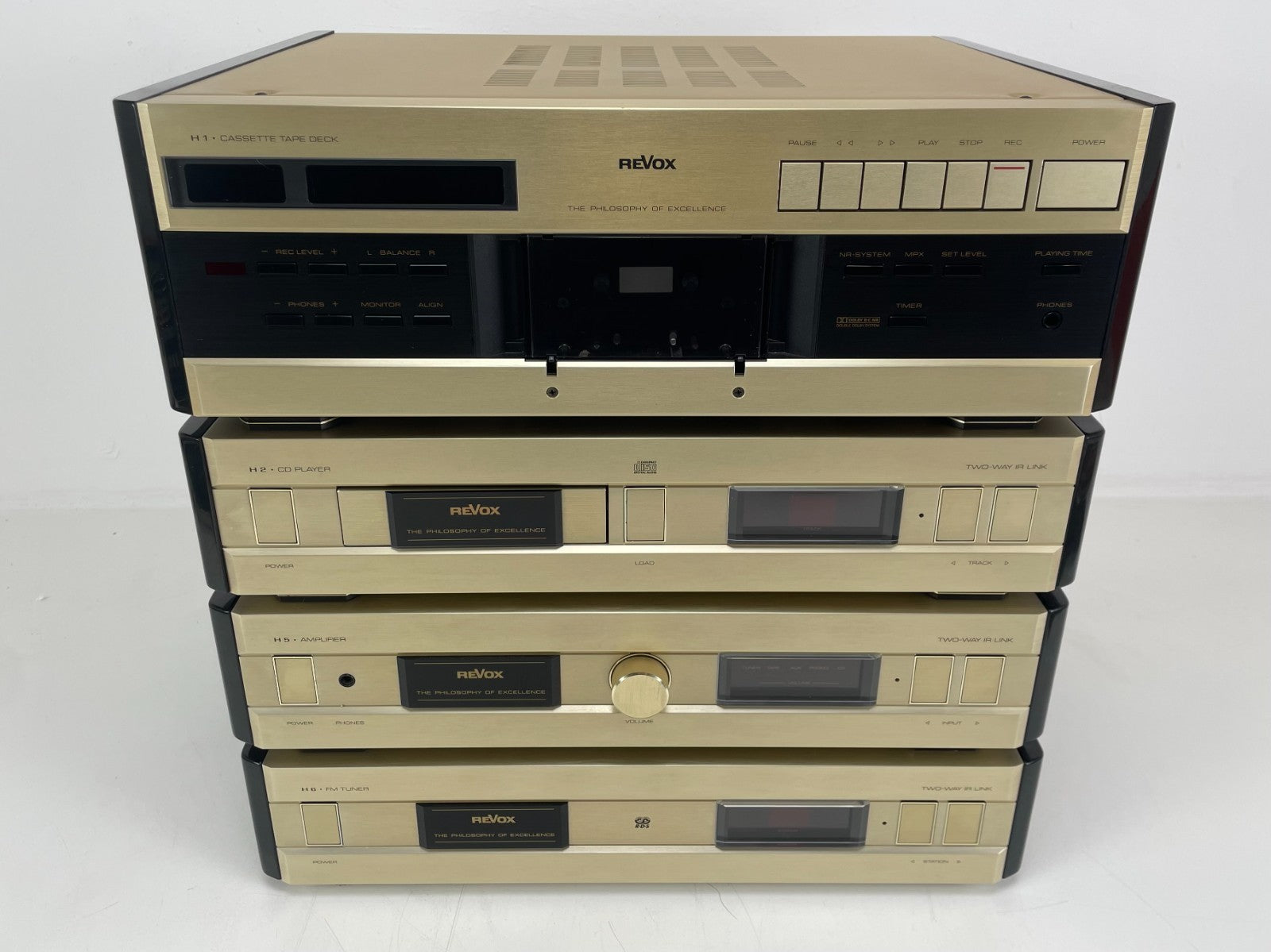 Revox H1 / H2 / H5 / H6 Set – Cassette + CD + Amplifier + Tuner – Remote/Manuals