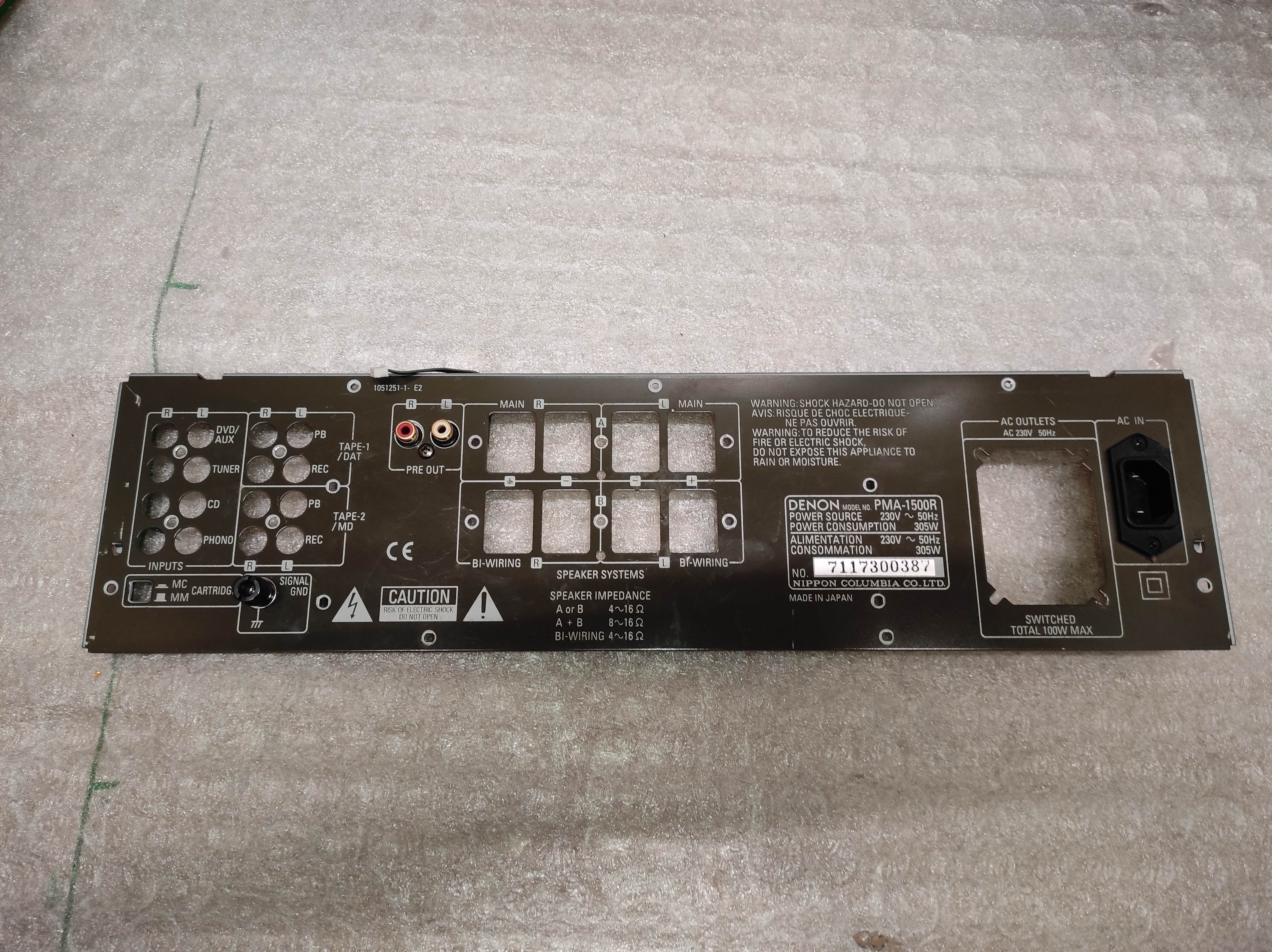 Denon - PMA-1500R - rear panel, used