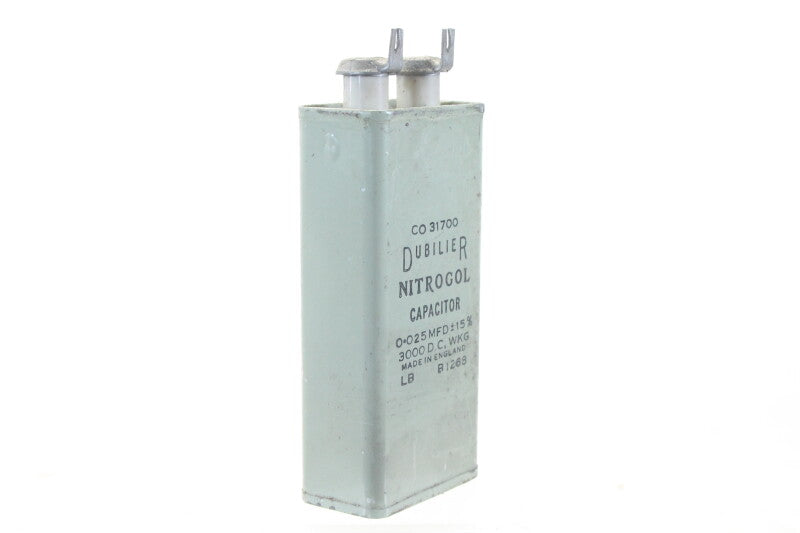 Dubilier Nitrogol Capacitor 0.025 MFD ± 15% 3000 DC WKG LB B1268