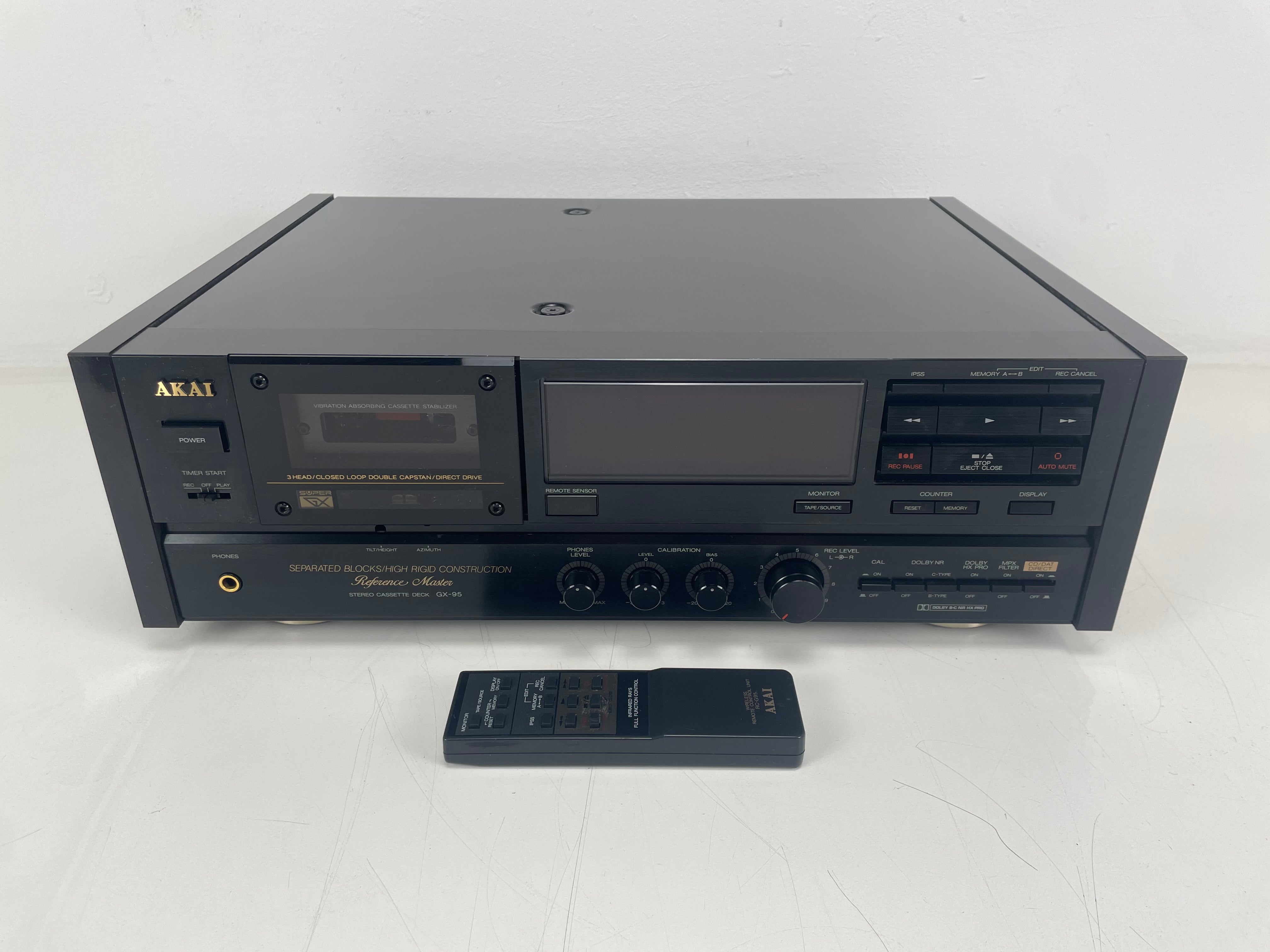 Akai - GX-95 - Cassette Deck - 3-Head - GX-Head - Inc. Remote - Measured