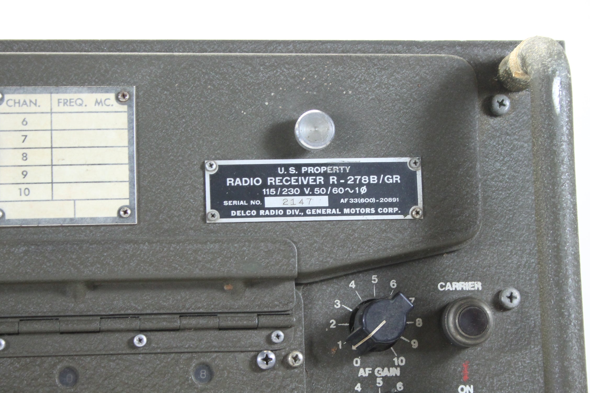 Collins Radio Company US Army R-278B/GR Airport Radio Receiver