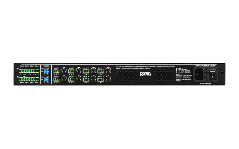 Rane Zone Power Eight 8-kanaals 70V/100V versterker