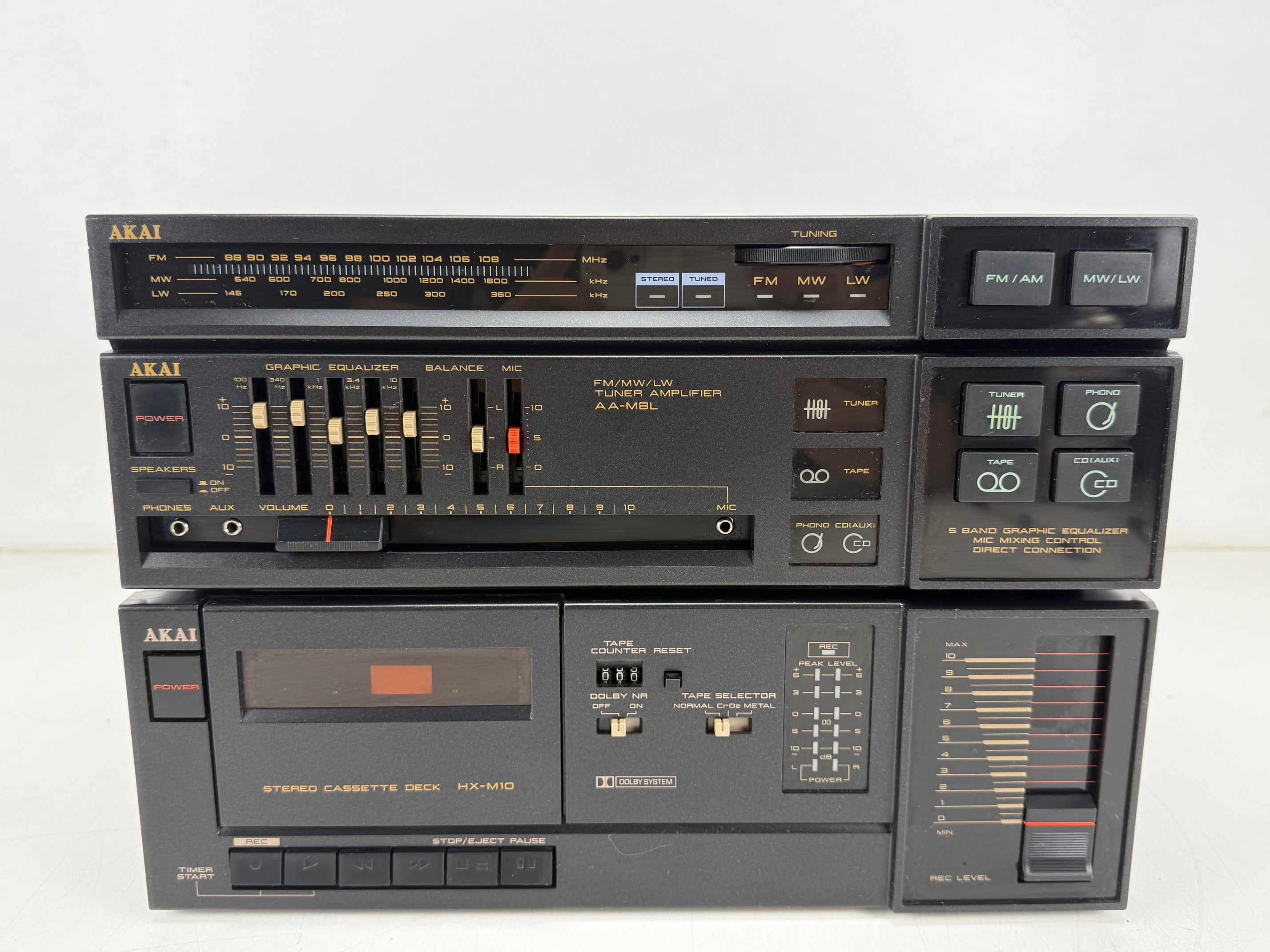 Akai AA-M8L tunerversterker / HX-M10 stereo cassettedeck set - Nieuwe riemen
