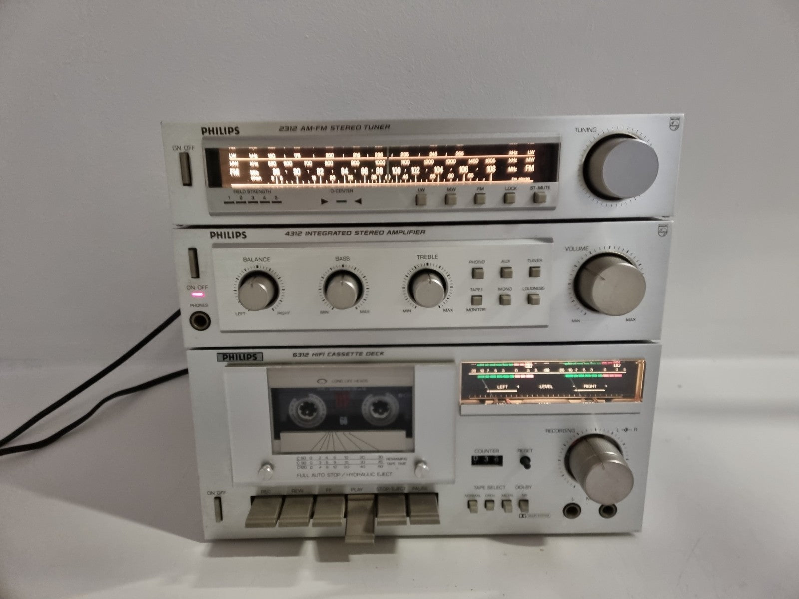 Philips 2312 AM/FM  Tuner - 4312 Integrated Stereo  Amplifier - 6312 HIFI Cassette