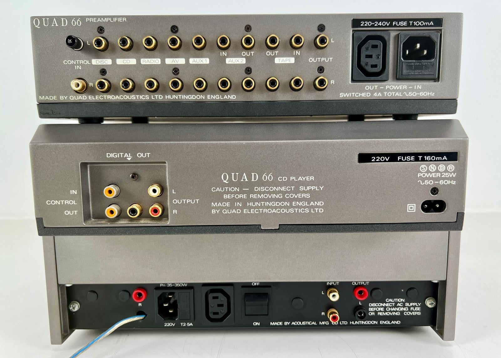 Quad 405-2 eindversterker + Quad 66 voorversterker + Quad 66 cd-speler set met afstandsbediening