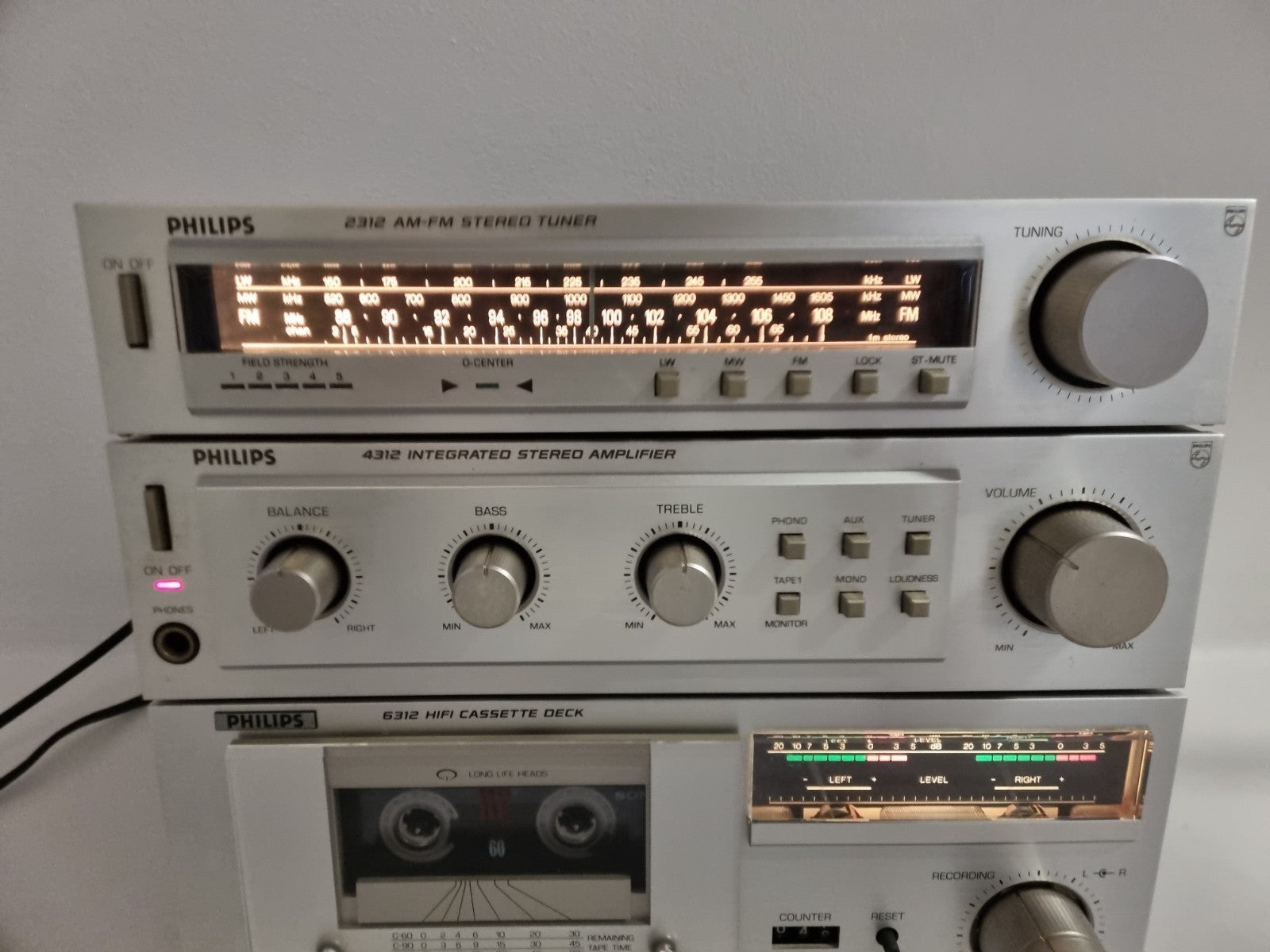Philips 2312 AM/FM  Tuner - 4312 Integrated Stereo  Amplifier - 6312 HIFI Cassette