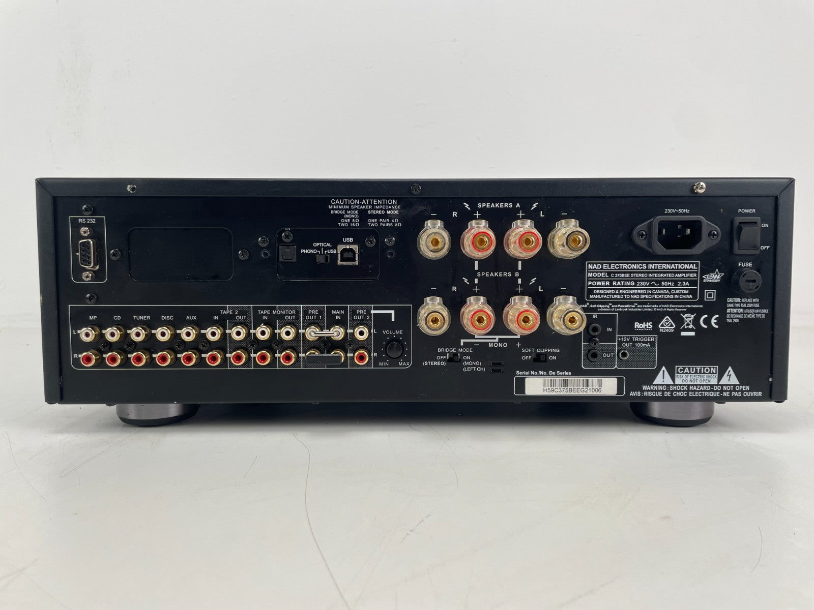 NAD - C375BEE Stereo Integrated Amplifier - 300W per channel - Serviced