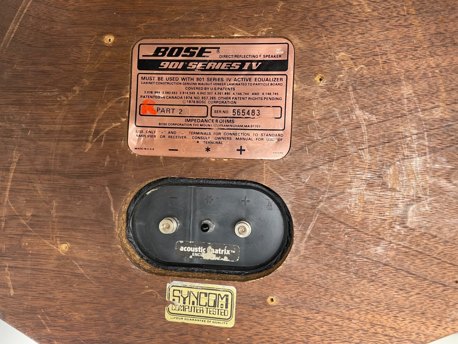 Bose 901 Series IV Speakers Set Of Two - Without EQ