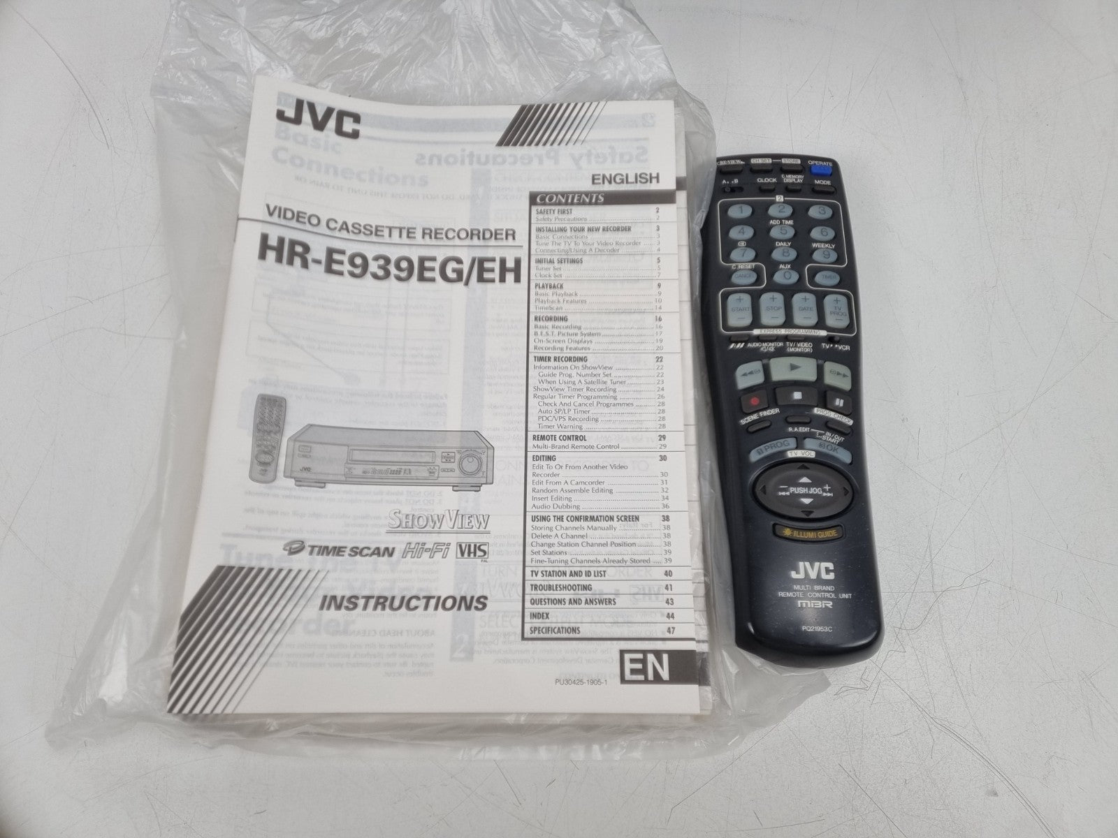 JVC HR-E939EG - Videocassetterecorder - met handleiding - Afstandsbediening