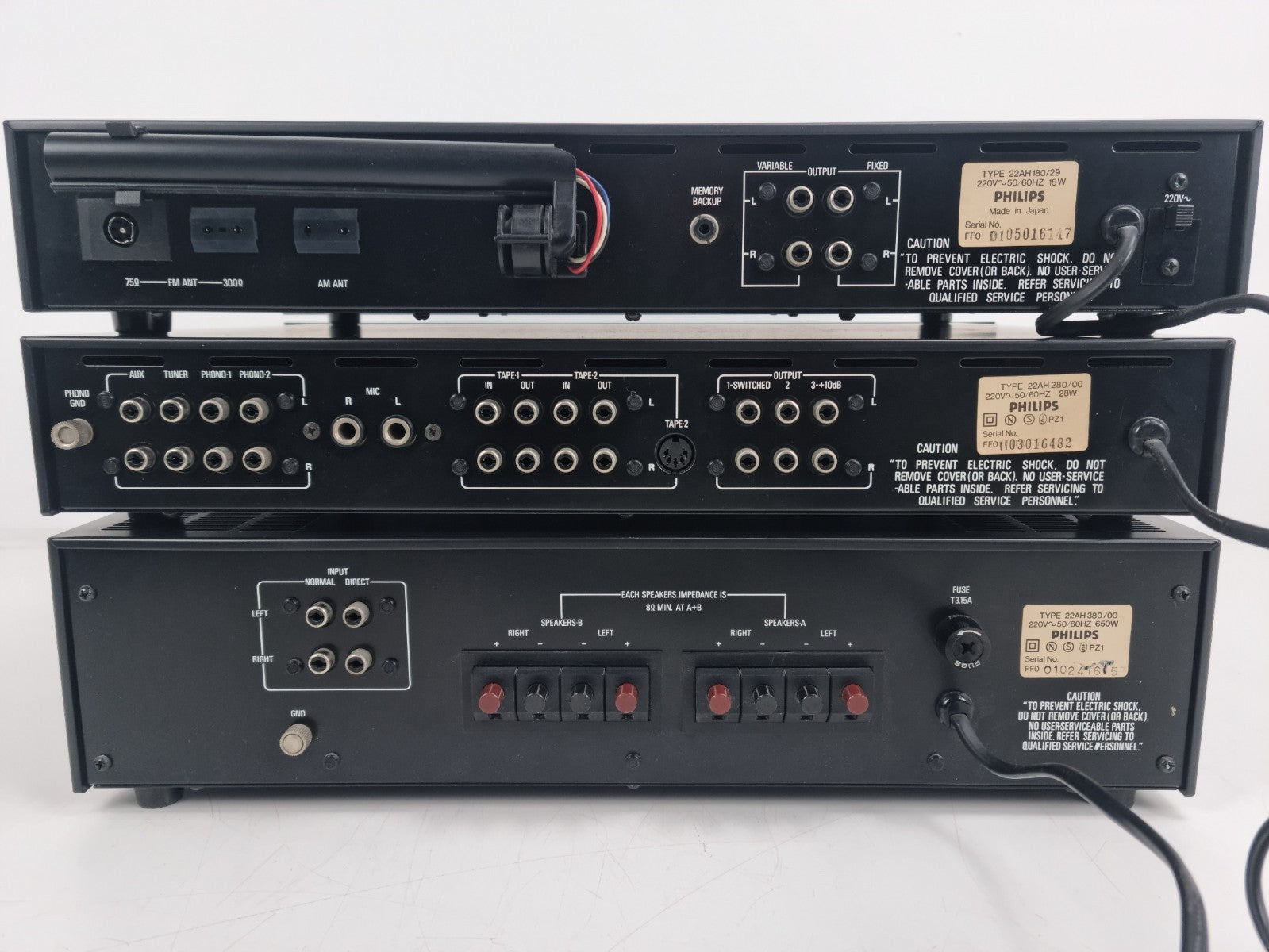 Philips (Black Tulip) 22AH380 Stereo Amp- 22AH180  Tuner-22AH280 Pre Amp- In Box