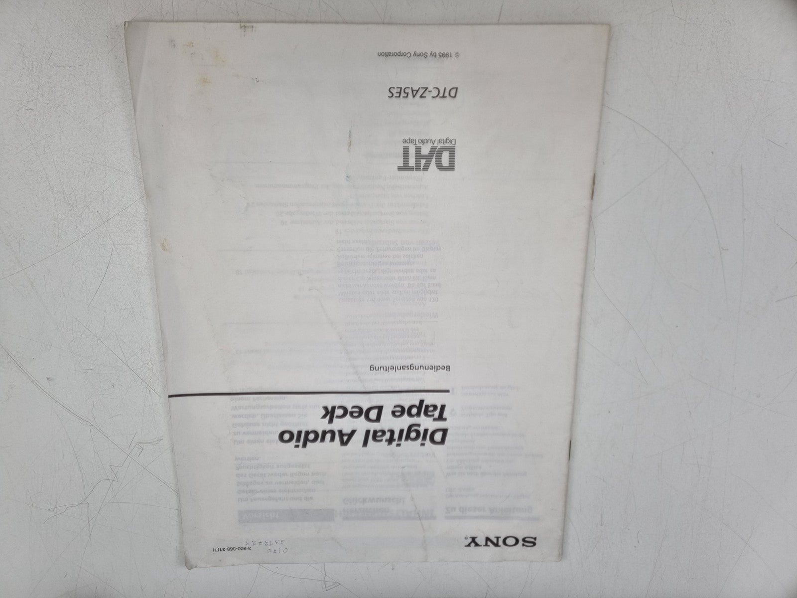 Sony DTC-ZA5ES  Digital Audio Tape Deck - Remote Control - Manual - 1st owner