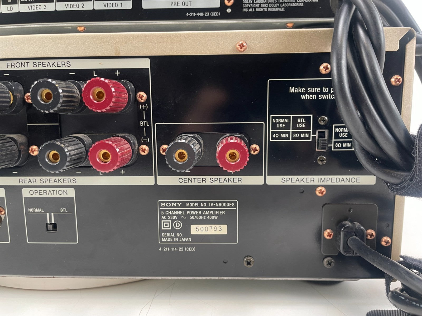 Sony N9000ES Power Amp + E9000ES ES Processor – Champagne  + Remote