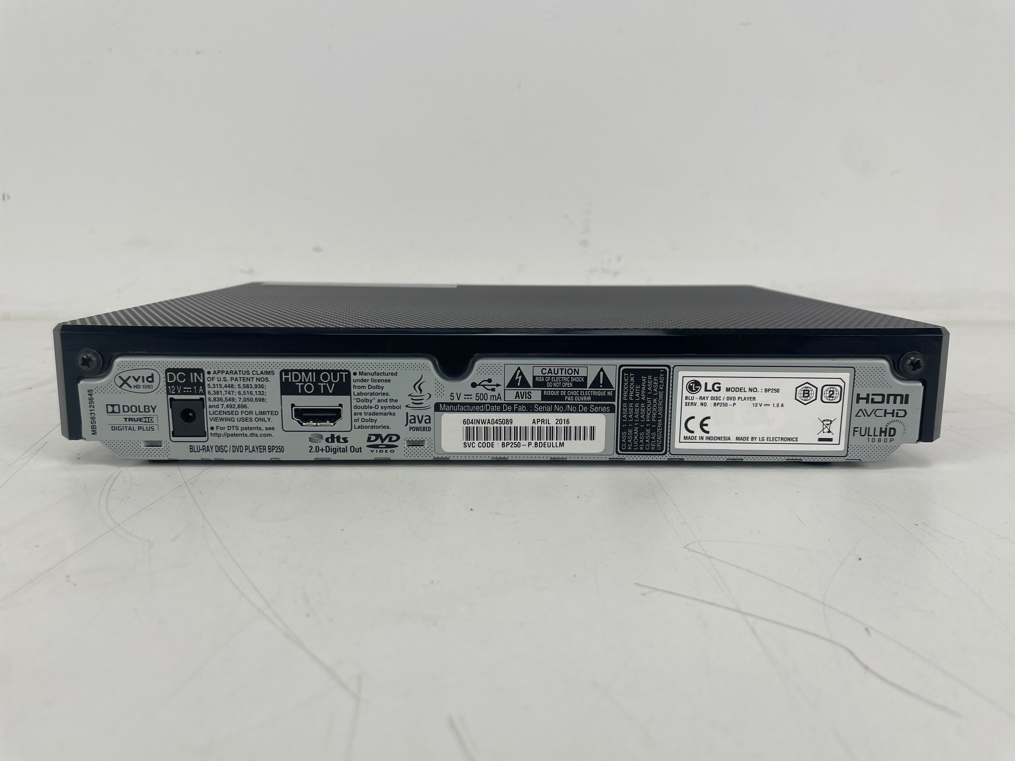 LG - BP250 - Blu-Ray Player - Inc. Remote & Adapter