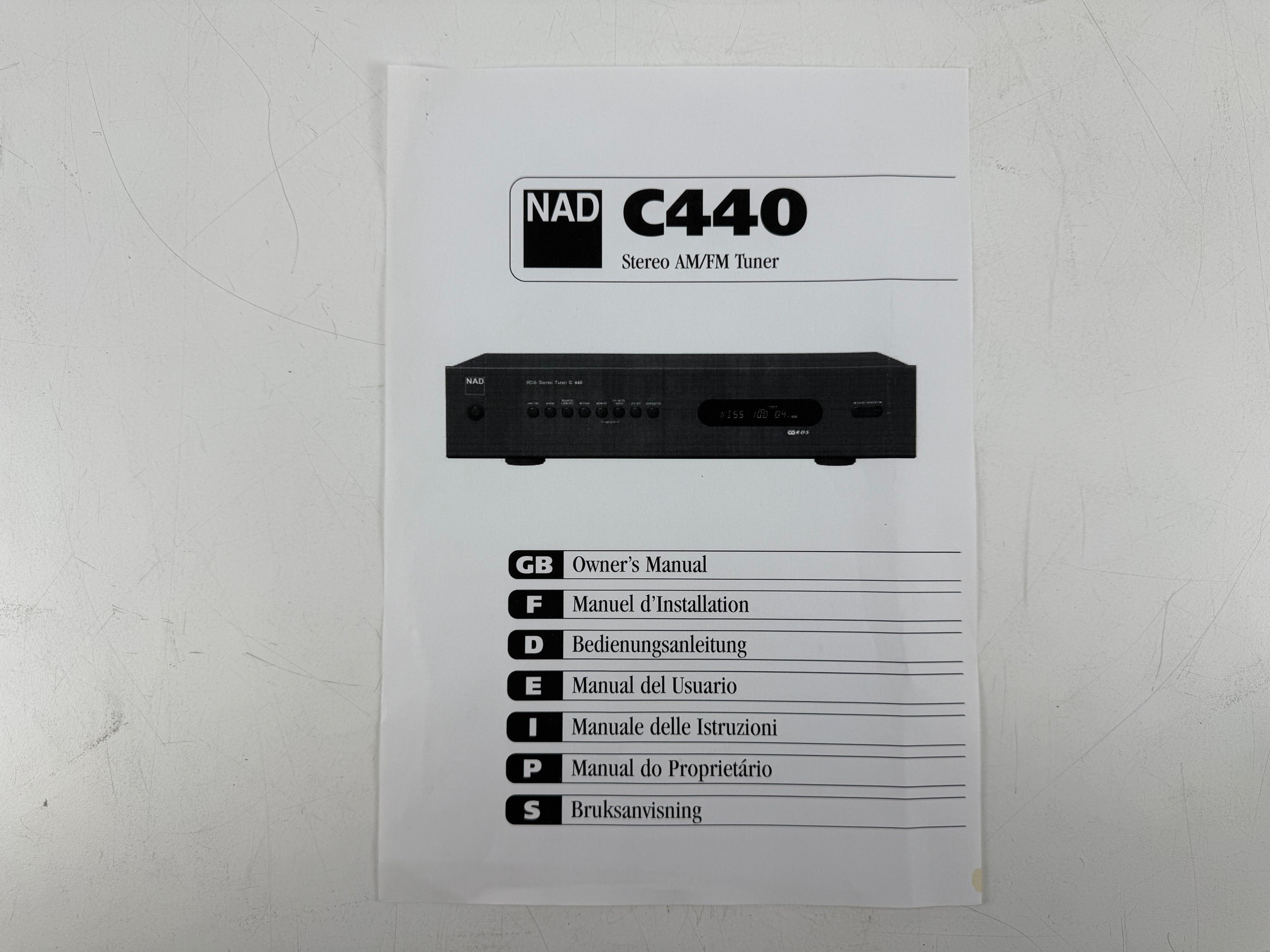 NAD C440 RDS Stereo Tuner With Manuals