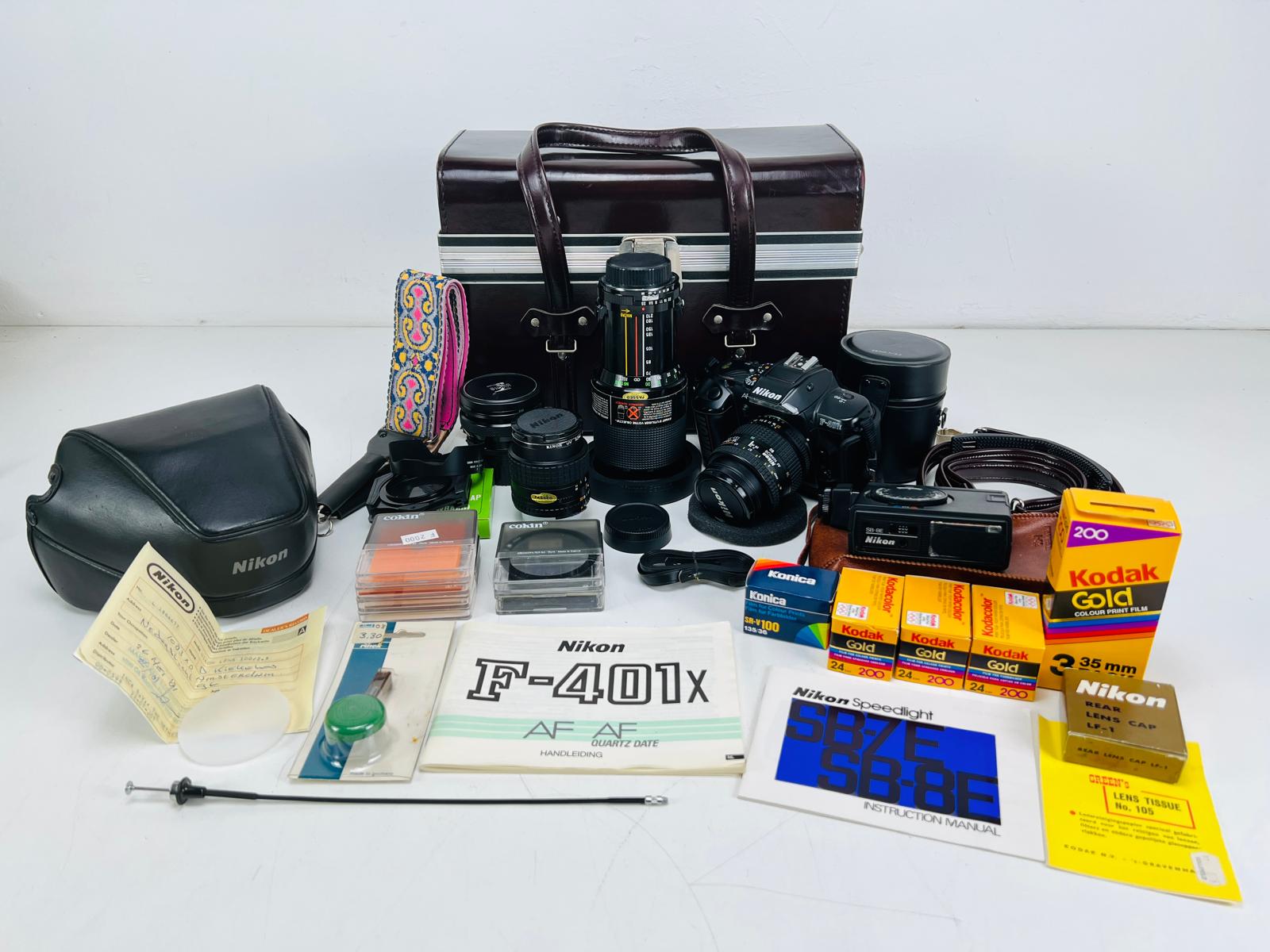 Nikko F401X Film Camera -  Set with 4 Lenses, SB-8E Speedlight - And lots of accessories