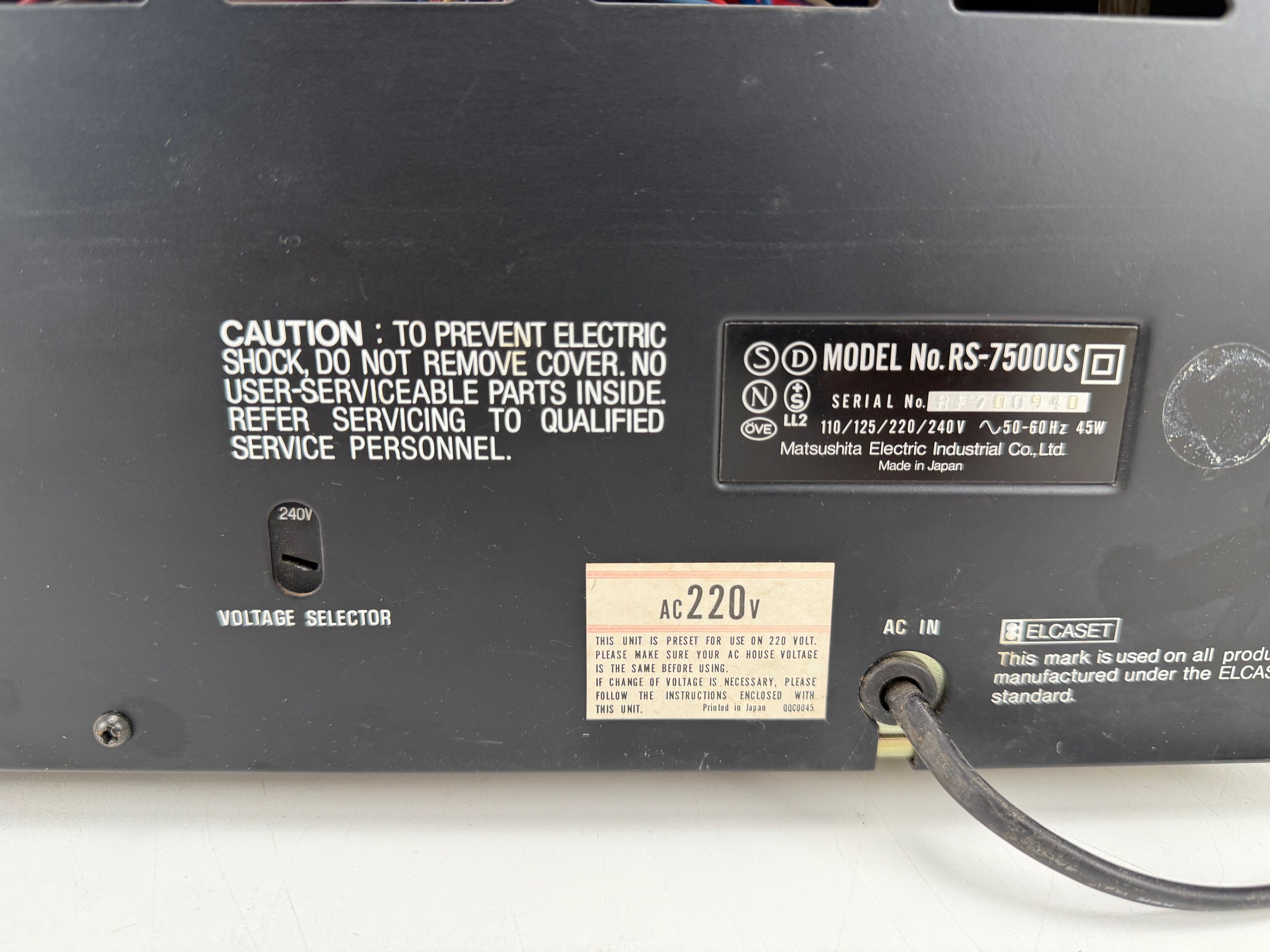 Technics RS-7500US 3-Head Stereo Elcaset Tape Deck - Serviced/Calibrated