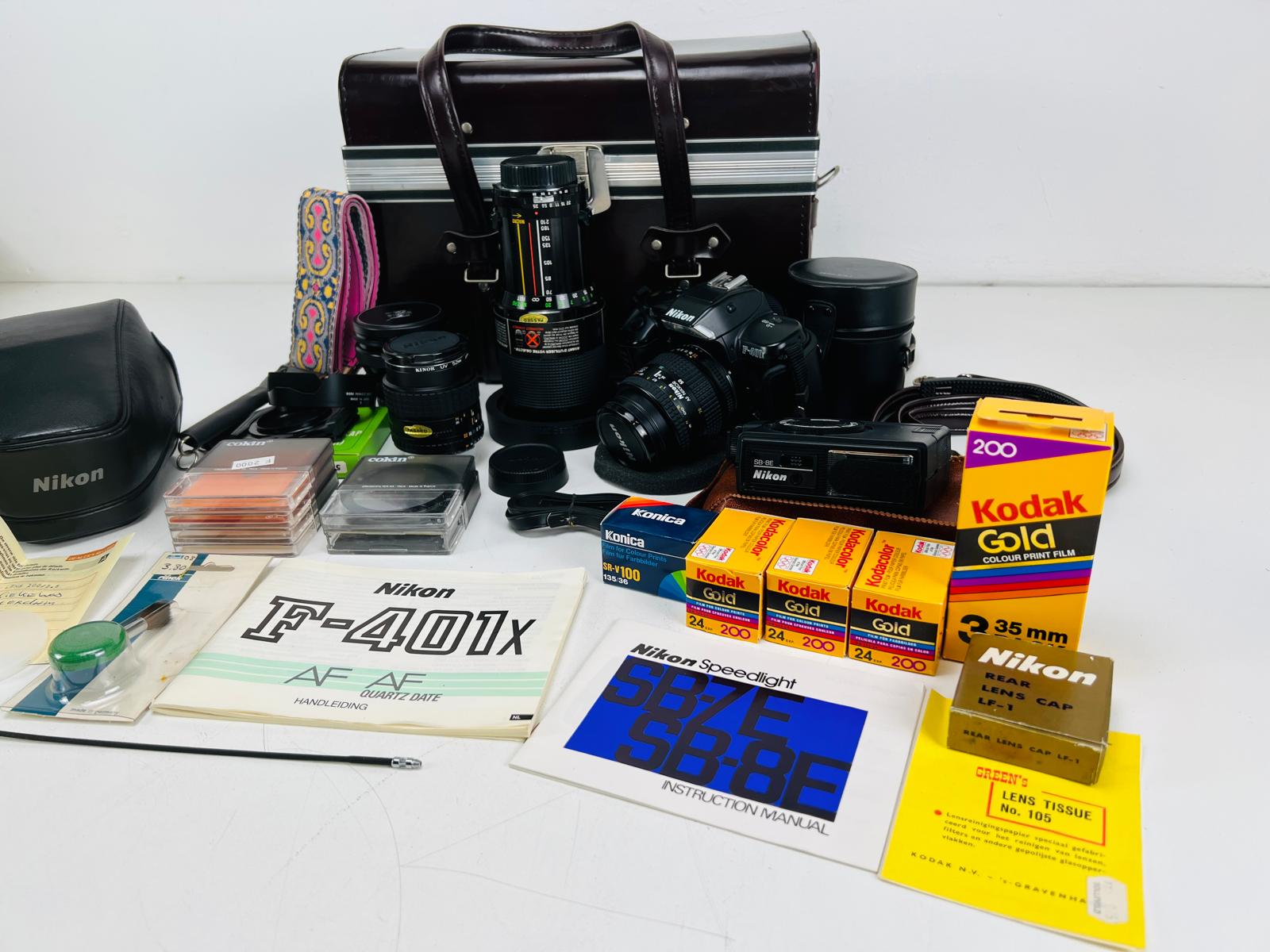 Nikko F401X Film Camera -  Set with 4 Lenses, SB-8E Speedlight - And lots of accessories