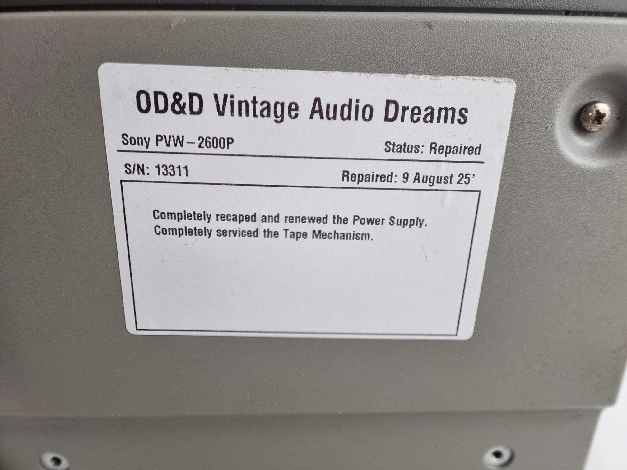 Sony PVW-2600P - BetacamSP Videorecorder - Completely Recaped and Serviced