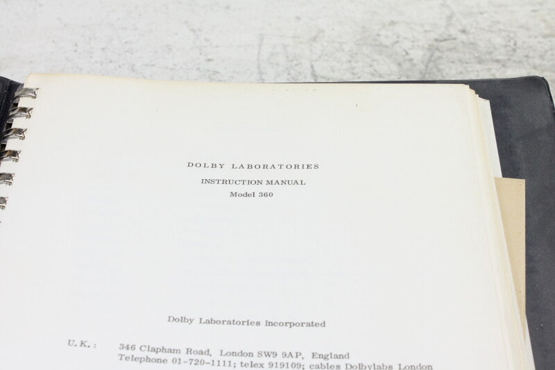 Dolby Model 360 instruction manual in binder (No.2)