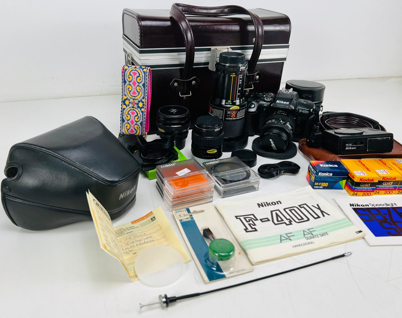 Nikko F401X Film Camera -  Set with 4 Lenses, SB-8E Speedlight - And lots of accessories