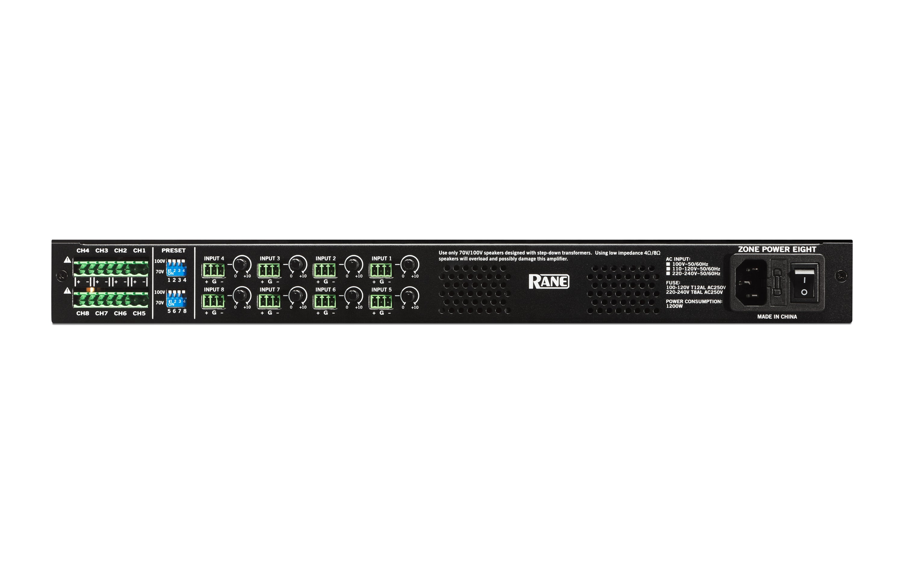 Rane Zone Power Eight 8-Channel 70V/100V Amplifier