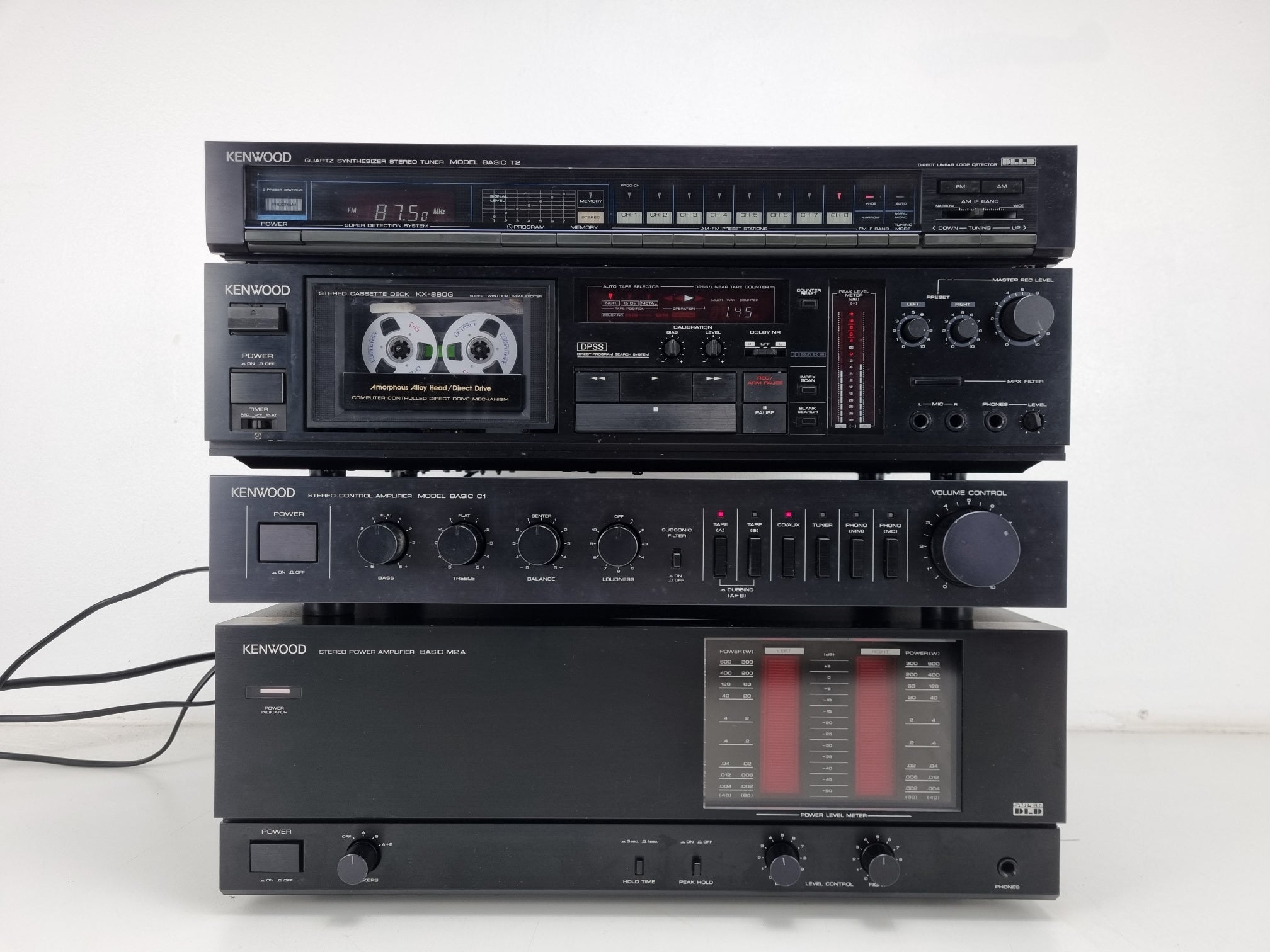 Kenwood Basic M2A eindversterker (gereviseerd) - C1 voorversterker - KX-880G cassettedeck - T2 tuner