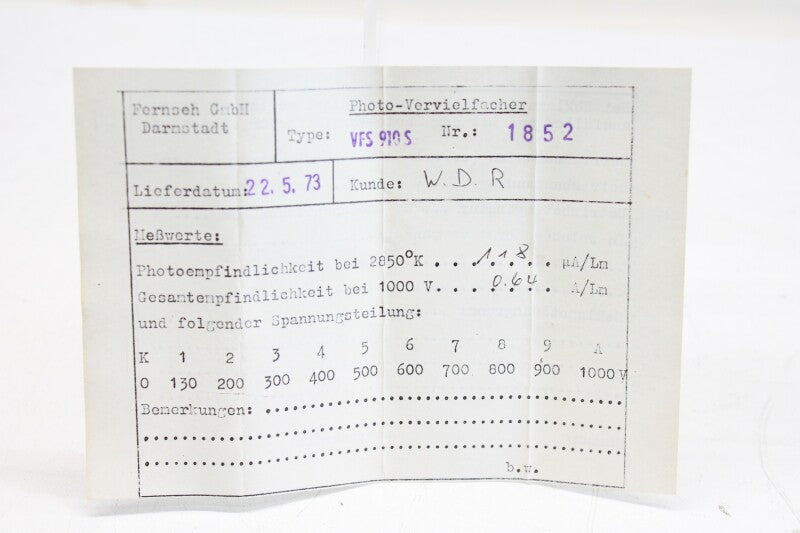 Fernseh Fernseh VFS 910S Photo Multiplier vintage Tube (No.6)