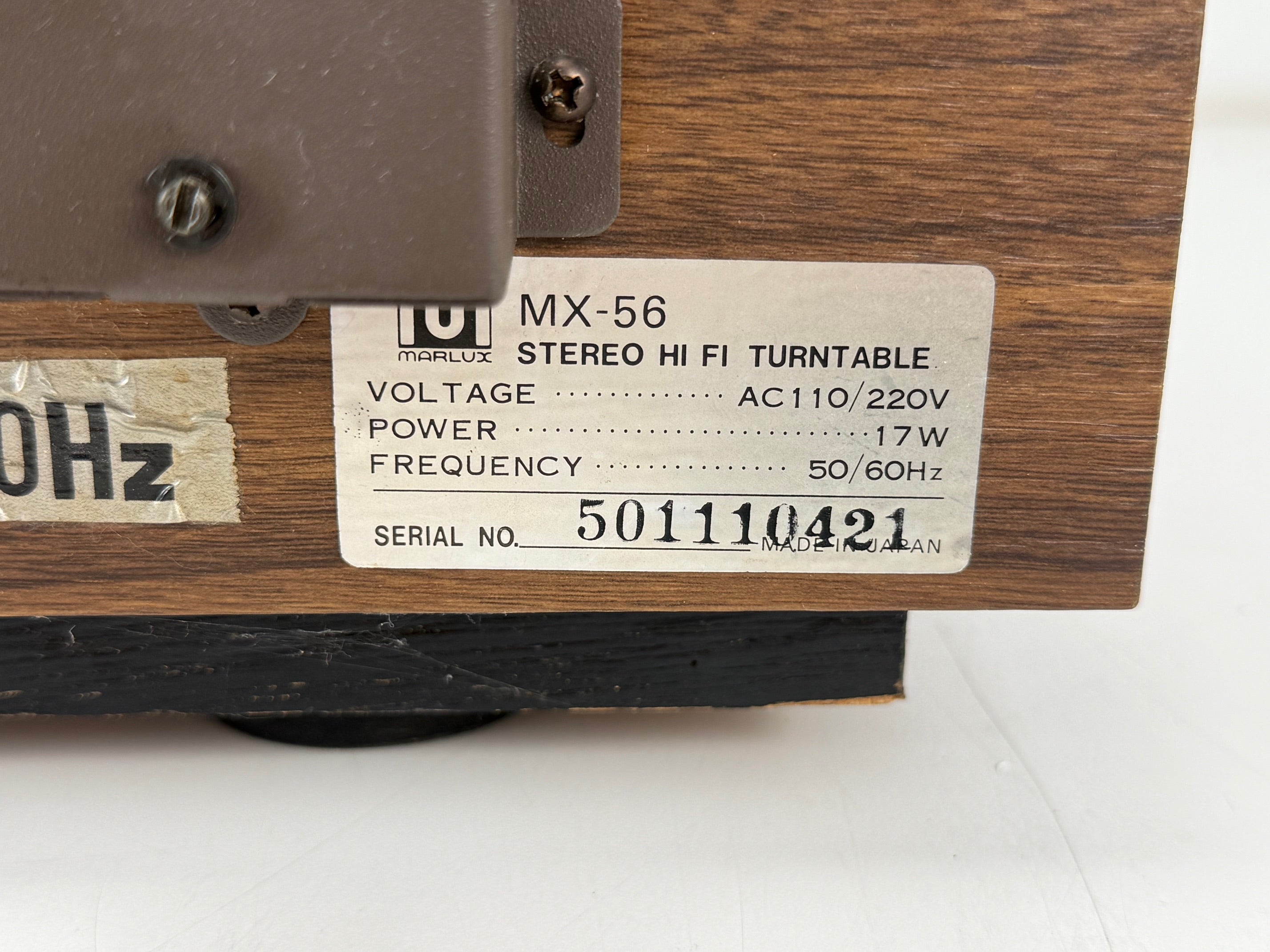 Marlux MX-56 Belt-Drive Turntable - New Belts - Nagaoko JT-511