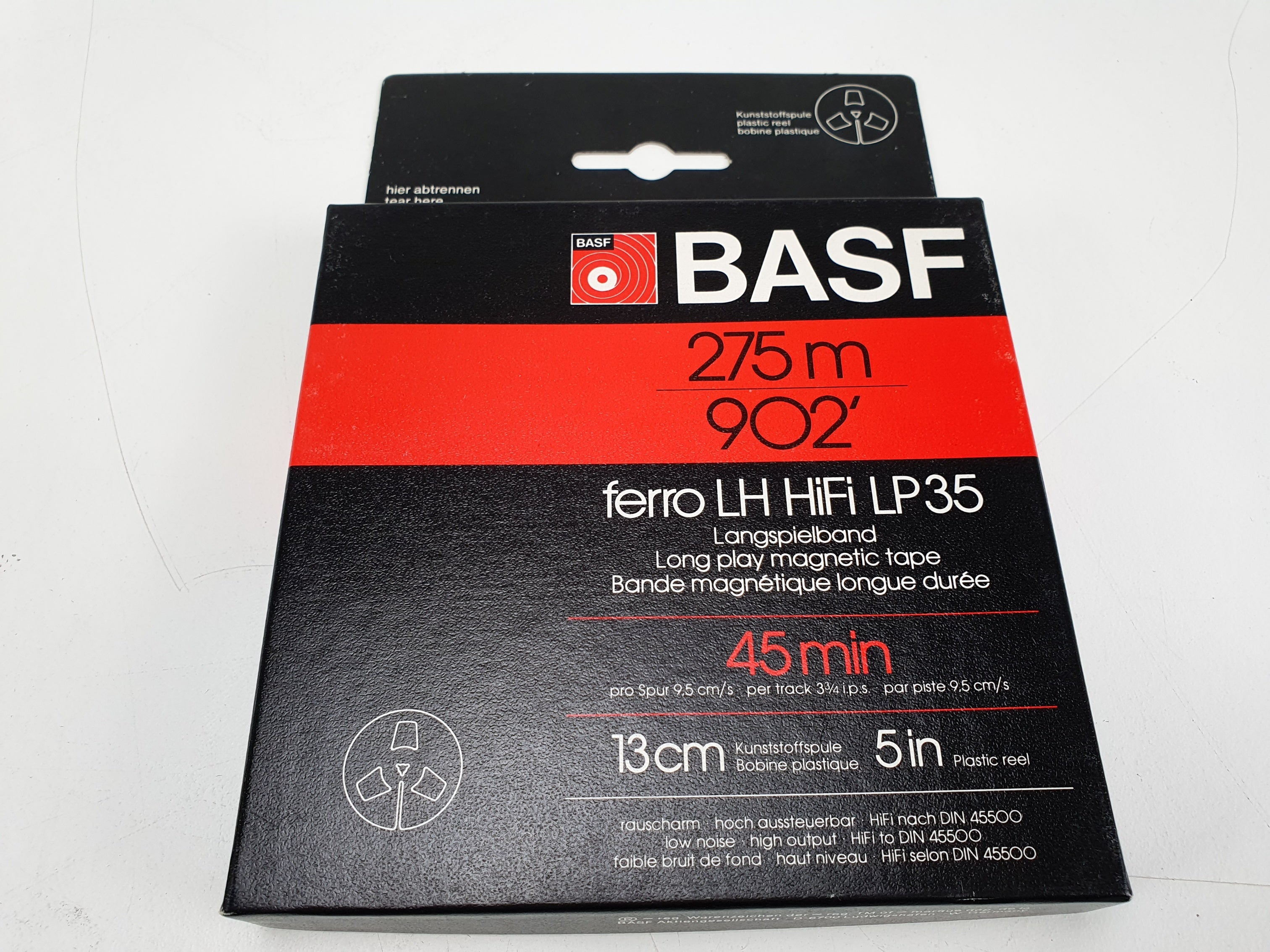 BASF LP35 ferro LH hifi-tape - 275m - 13CM plastic spoel - nieuw in doos