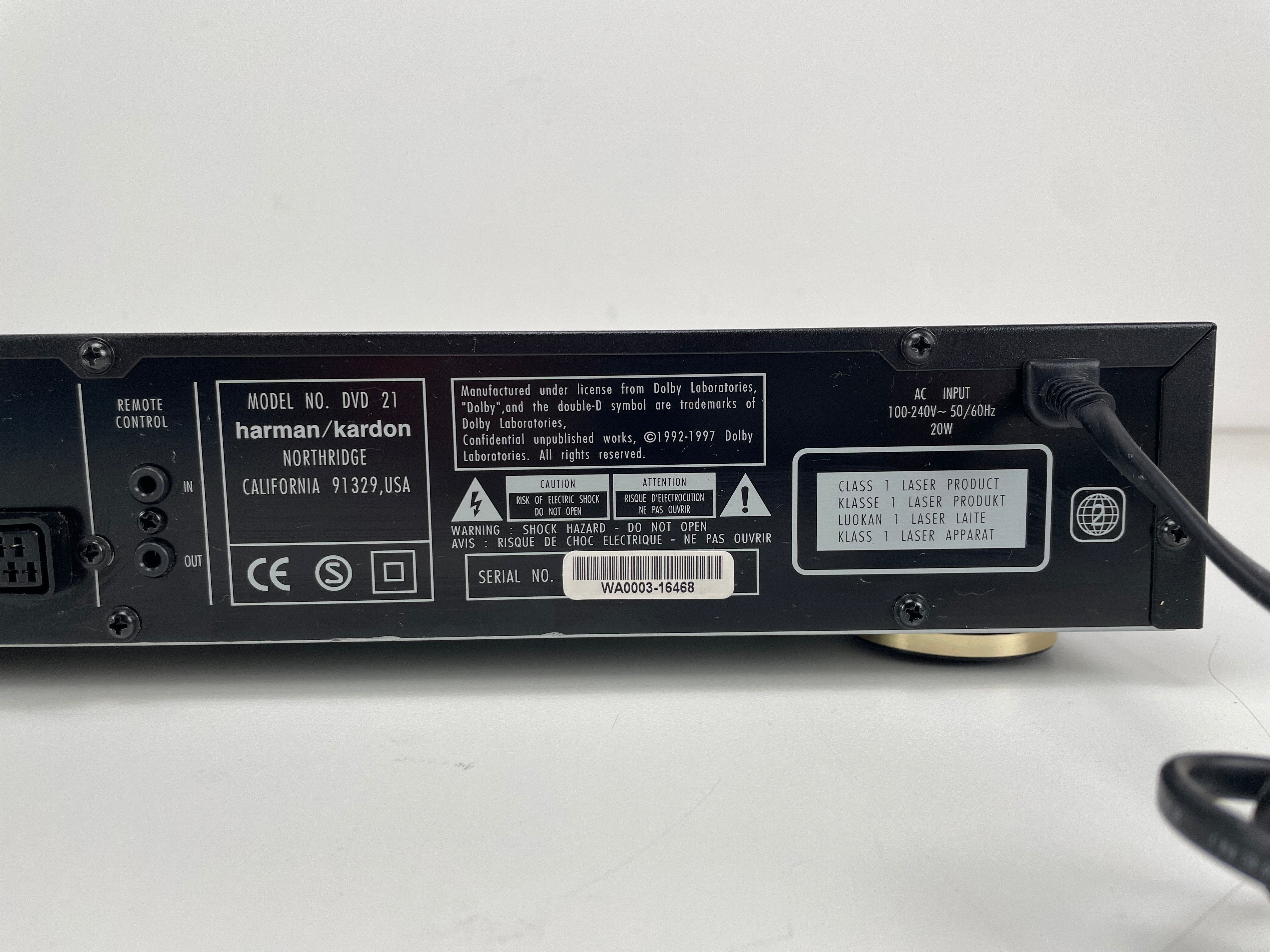 Harman Kardon DVD 21 DVD/CD Player – Tested & Working – Clean Condition