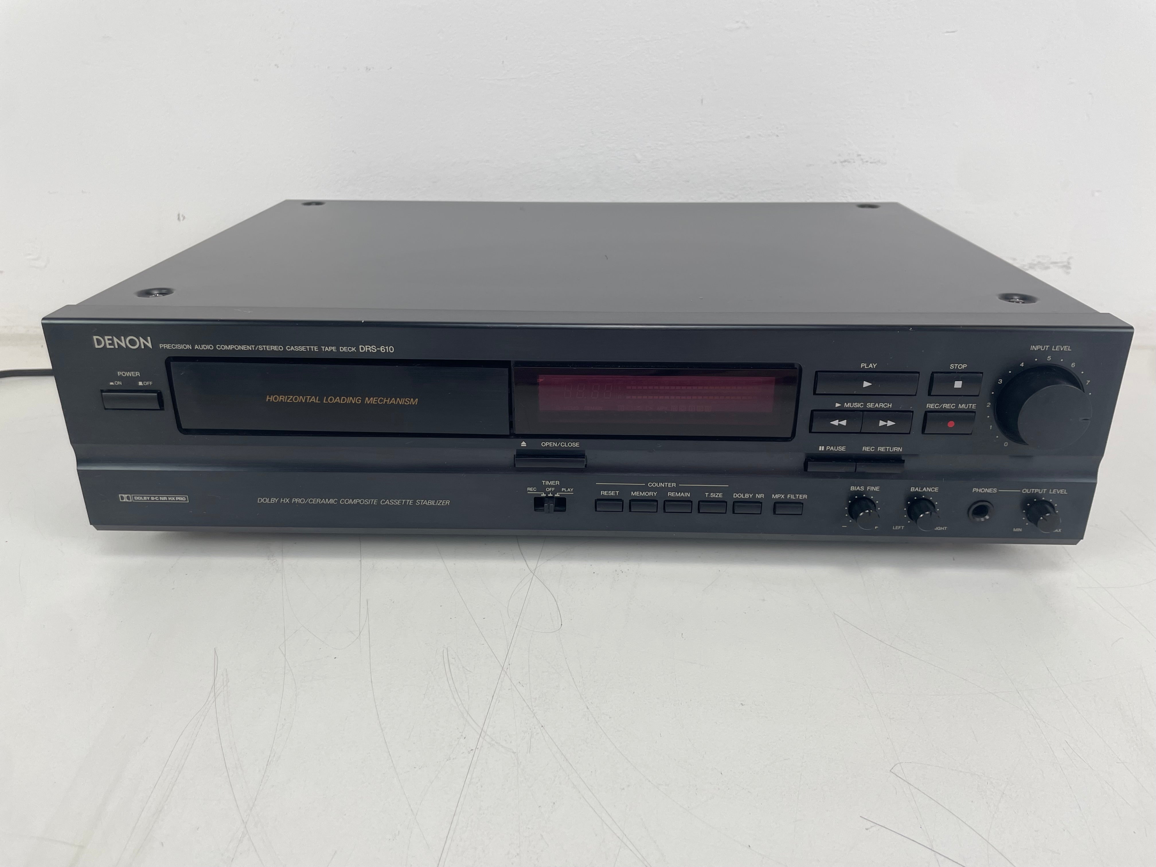 Denon - DRS-610 - Stereo Cassete Deck - 2-Head -  Horizontal Loading - Serviced (New Belts)