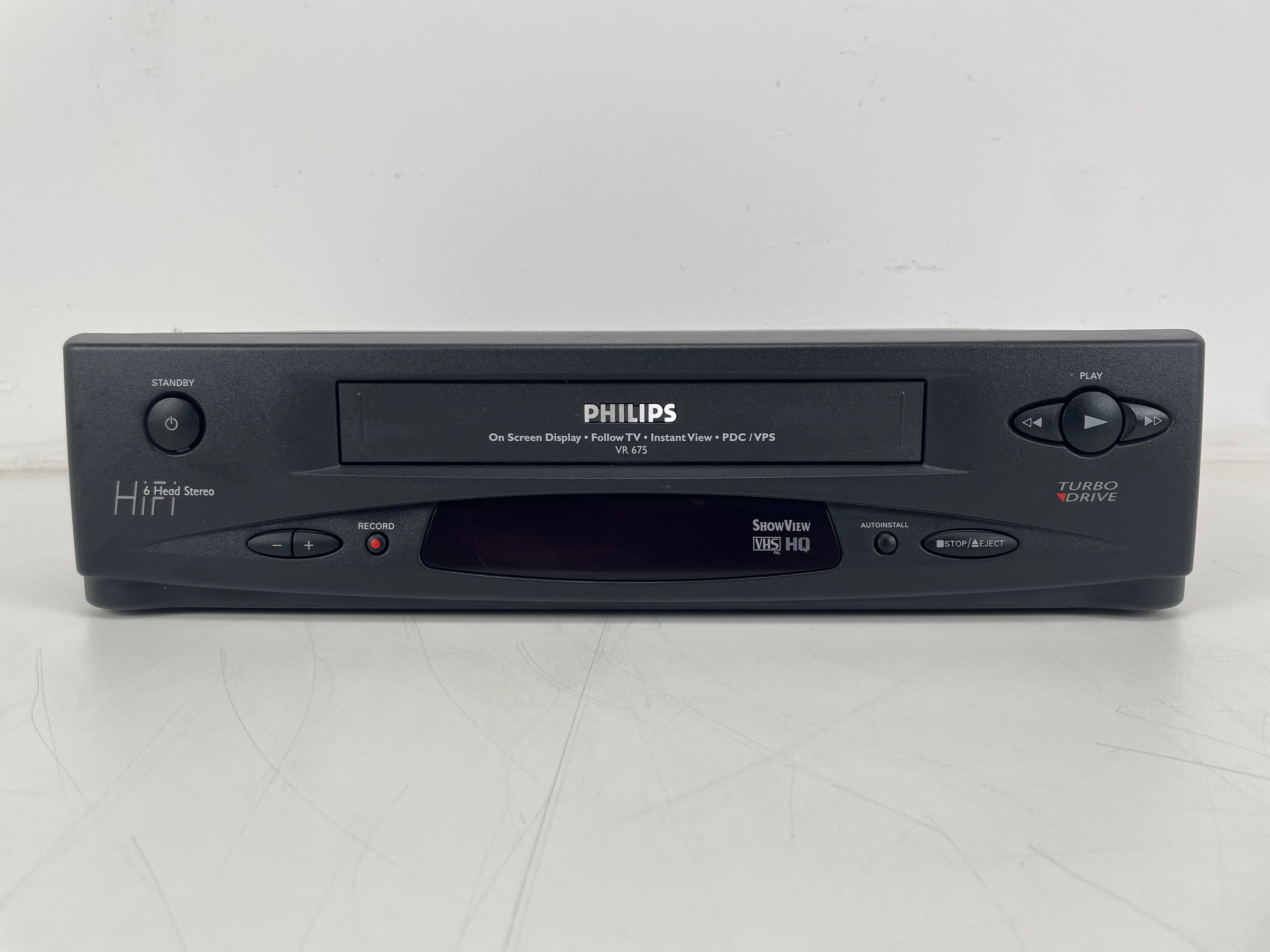 Philips - VR 675 - 6-Head - VHS (PAL) HQ - Video Cassette Recorder - Serviced