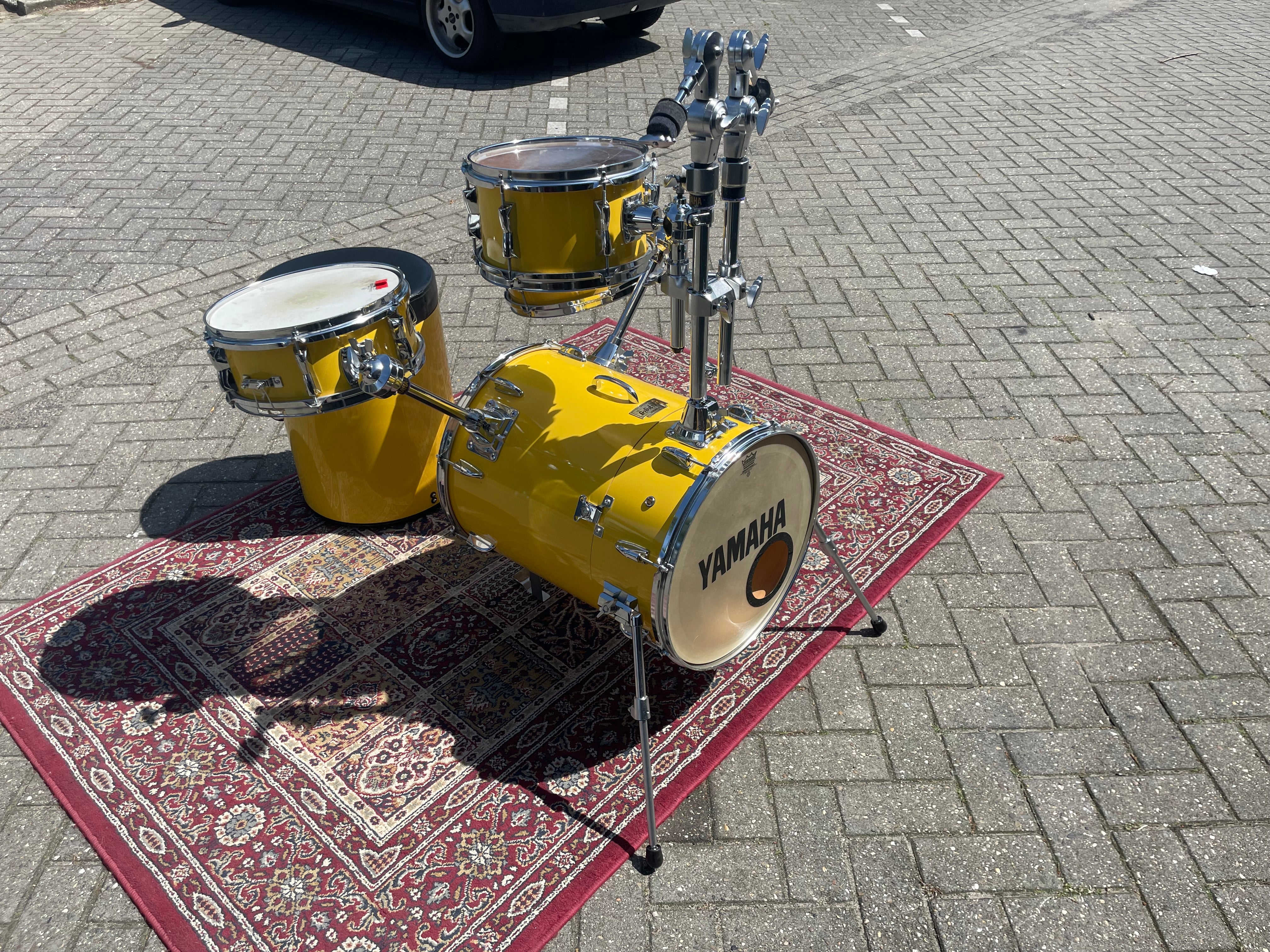 Yamaha - Hipgig – Yellow Drum Kit – Vintage Rare Compact Drum Set - Inc. Cases