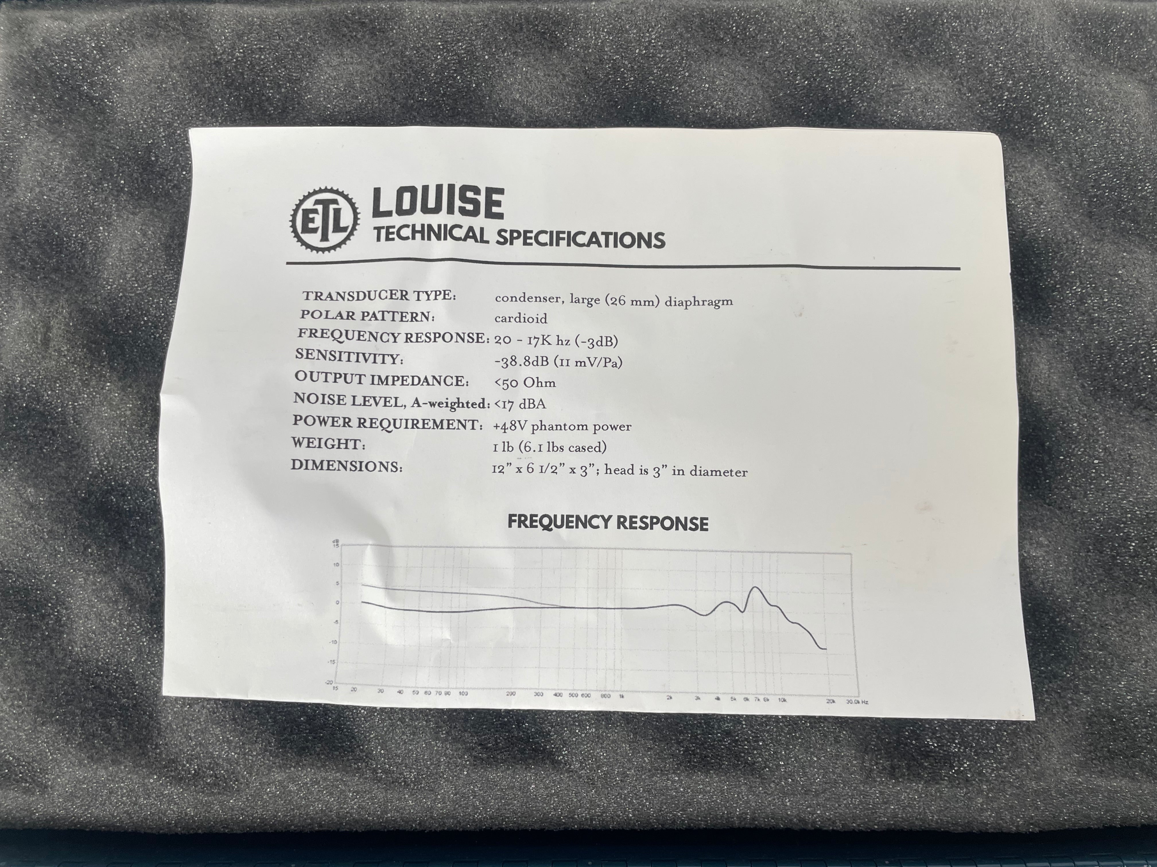 Ear Trumpet Labs - Louise - 3018 - Condenser Microphone - Inc. Case