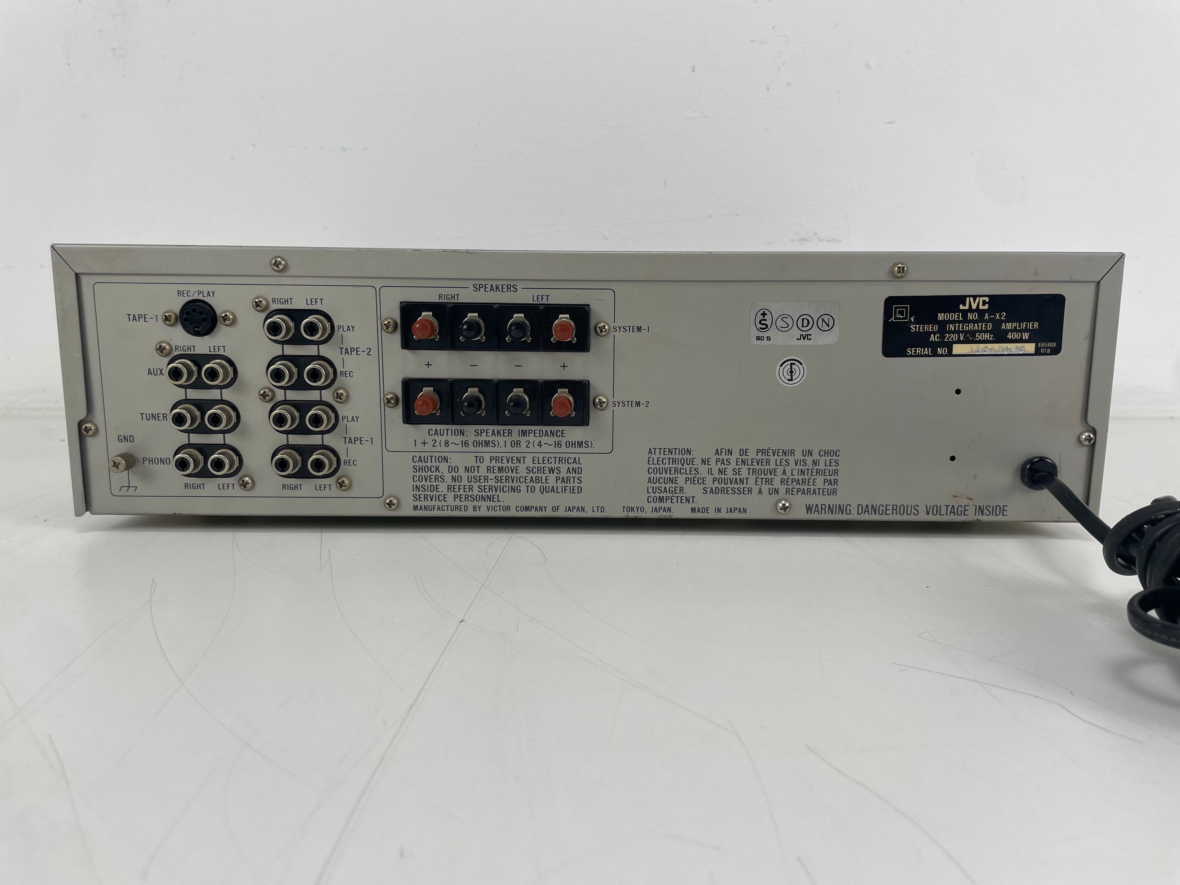 JVC - A-X2 - Stereo Integrated Amplifier - Super-A - Serviced (Caps Replaced/Repaired)