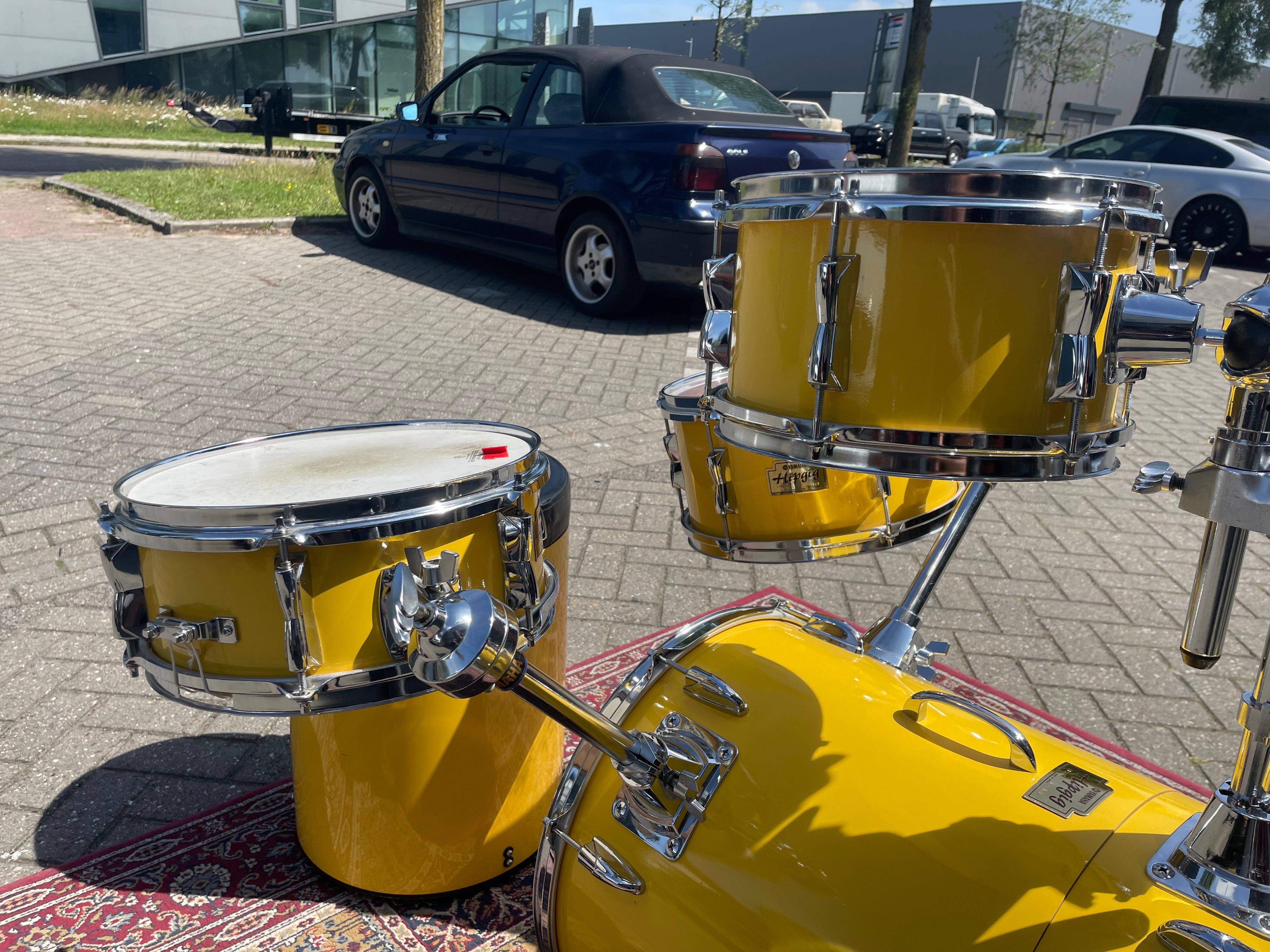 Yamaha - Hipgig – Yellow Drum Kit – Vintage Rare Compact Drum Set - Inc. Cases