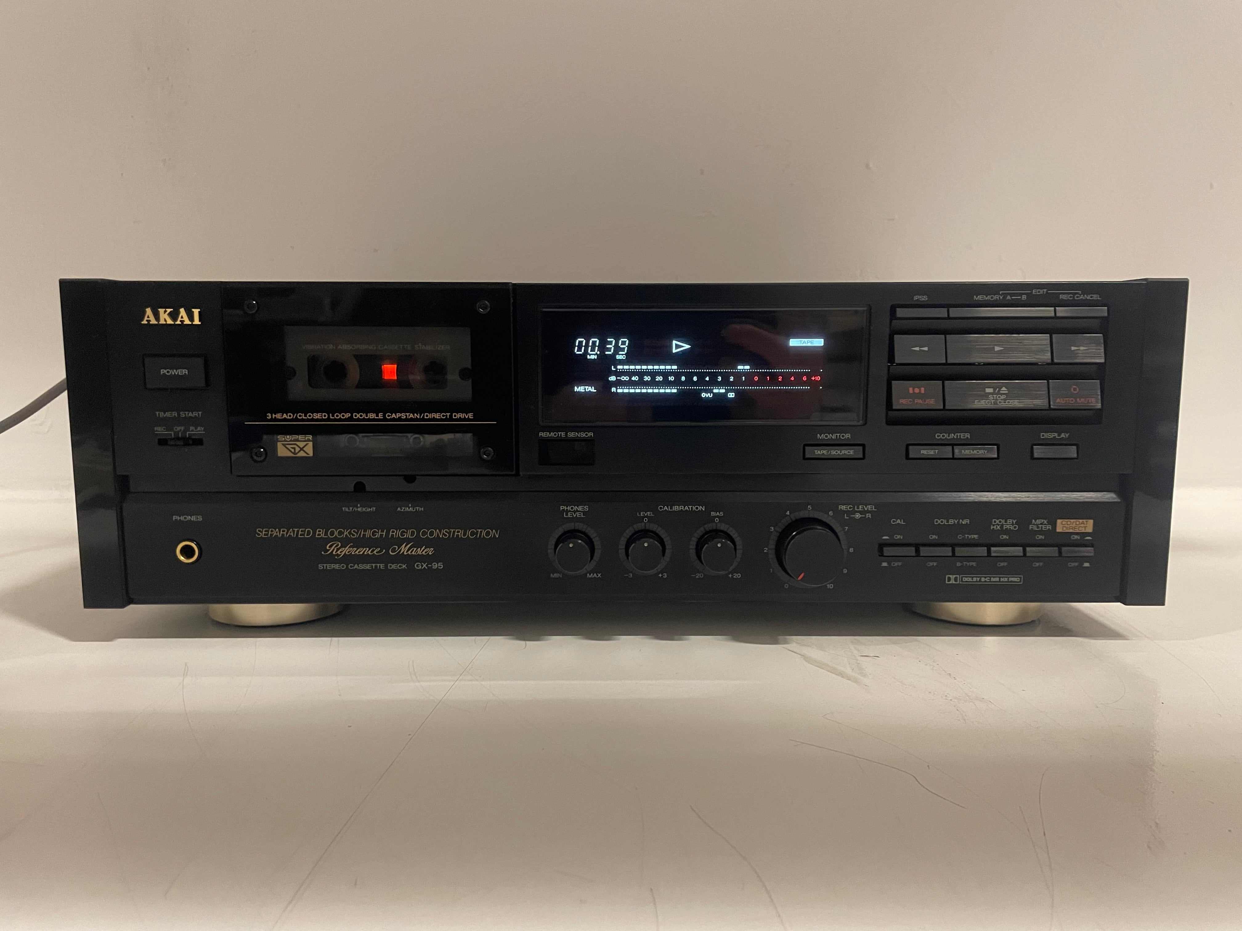 Akai - GX-95 - Cassette Deck - 3-Head - GX-Head - Inc. Remote - Measured