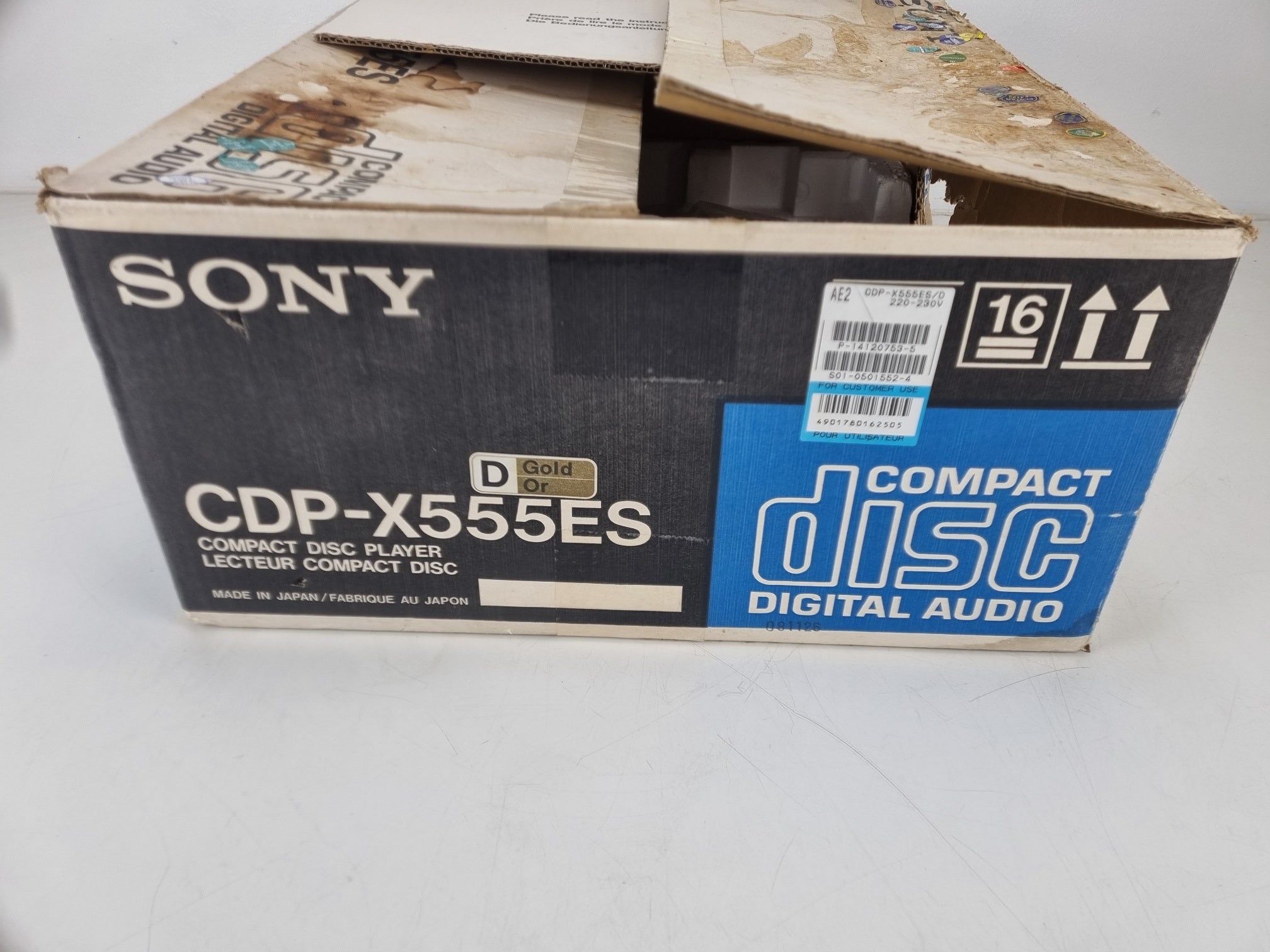 Sony CDP-X555ES cd-speler - Afstandsbediening - Originele doos - Gebruiksaanwijzing - Champagne