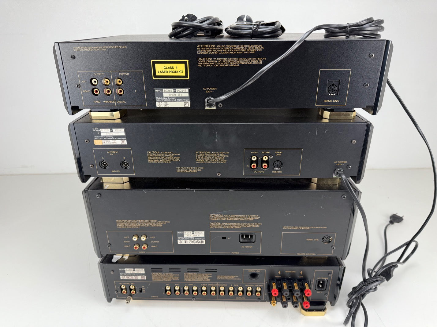 Studer Revox B-260S tuner / B-215S cassettedeck / B-250S versterker / B-226S cd-speler - complete set