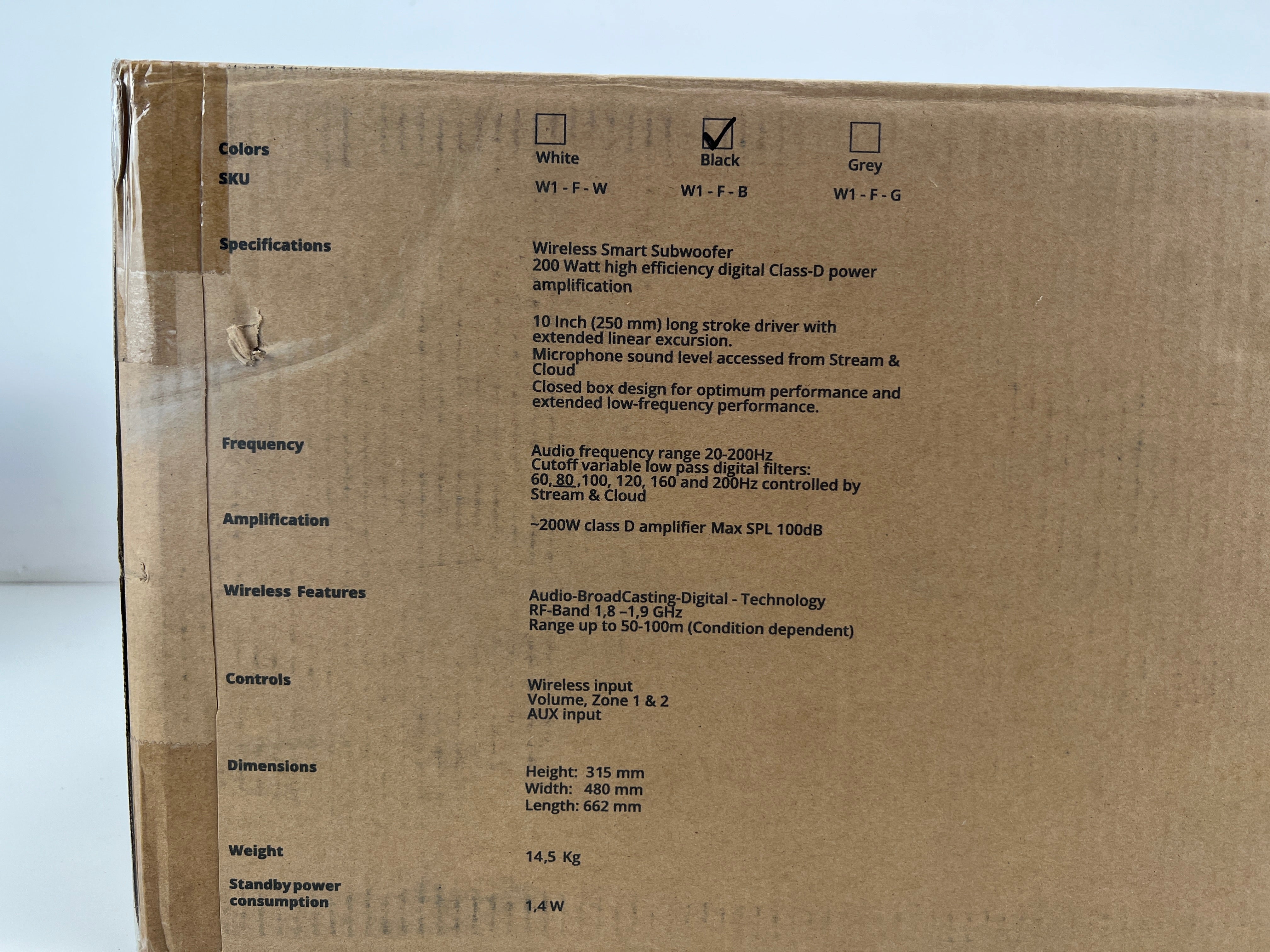 Spottune SUB - W1-F-B - Wireless Subwoofer