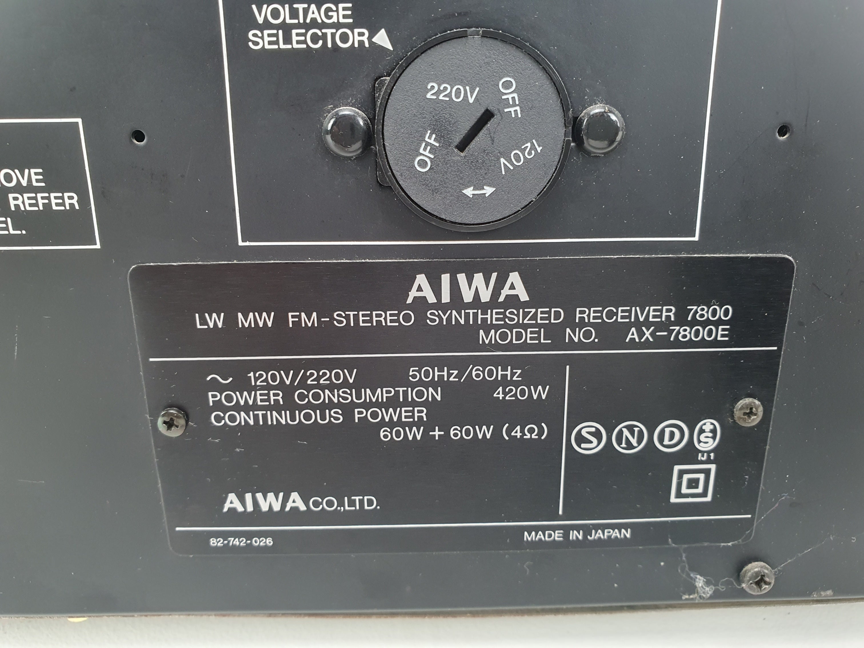 Aiwa AX-7800E - LW ​​MW FM Stereo Synthesizer Receiver