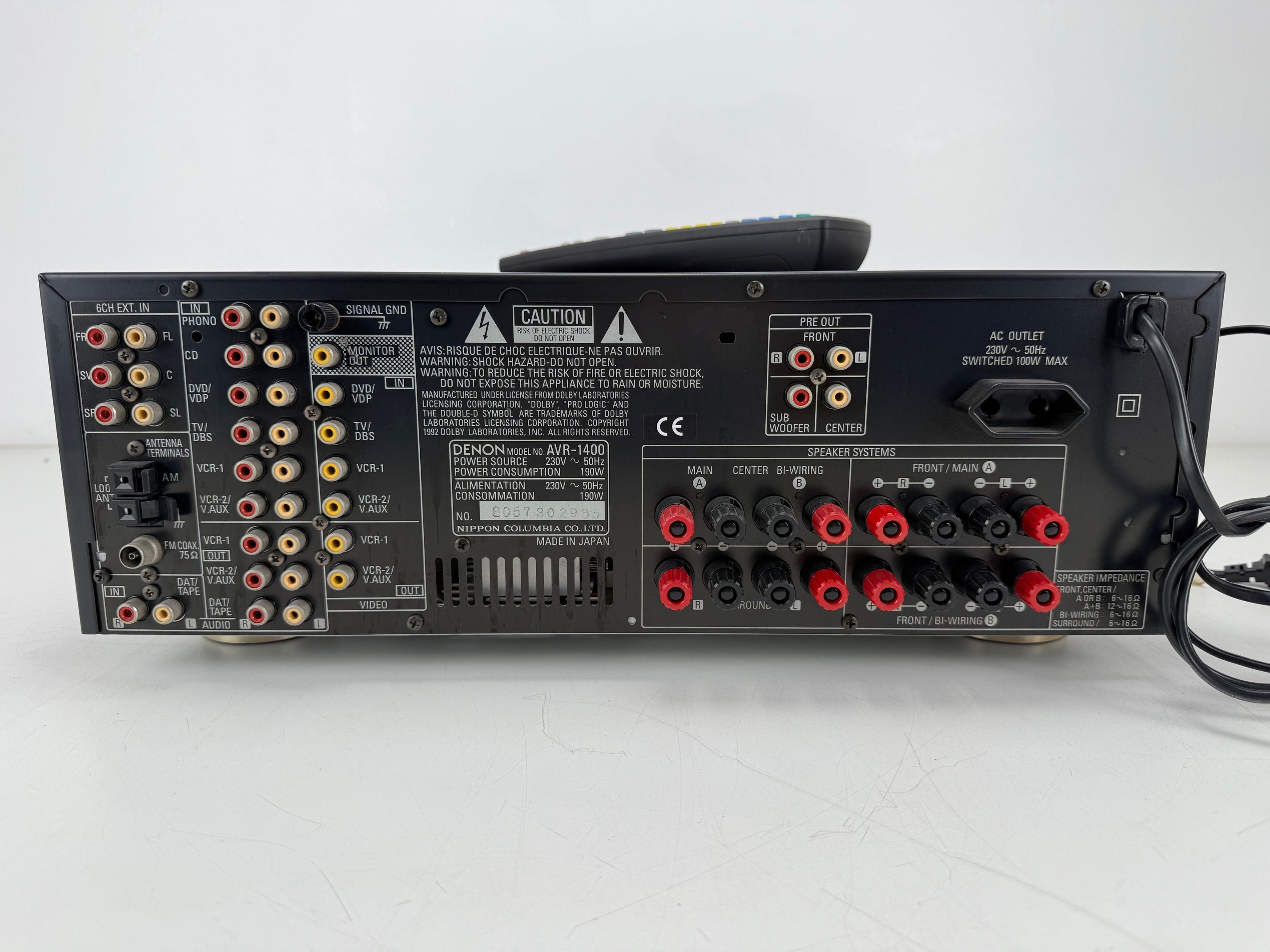 Denon AVR-1400 AV Surround Receiver With Remote Control