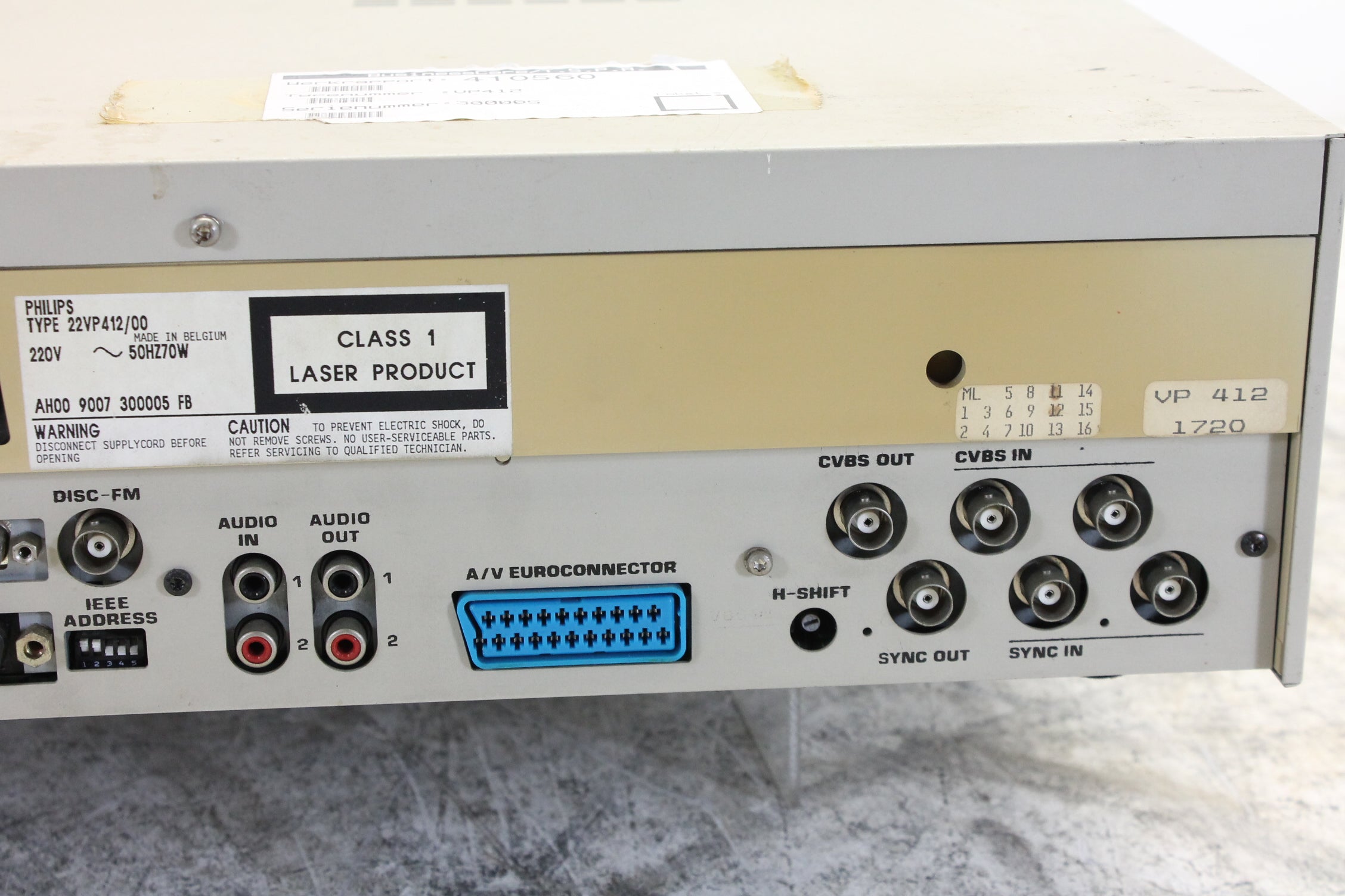 Philips Laservision VP412 schijfstation met uitgebreide schijfcapaciteit, zonder accessoires.