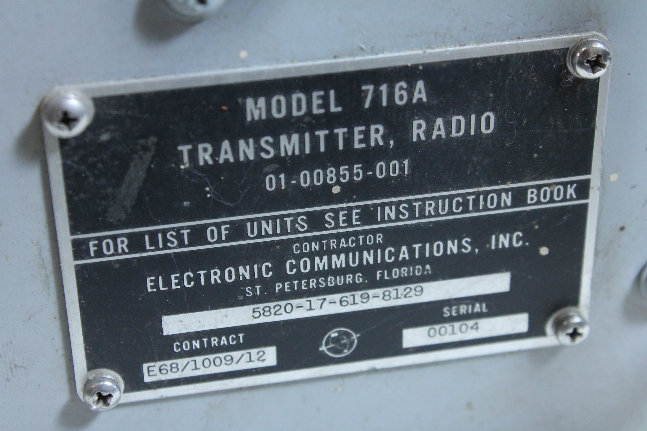 Electronic Communications, Inc. Model 716A Transmitter & Control Unit