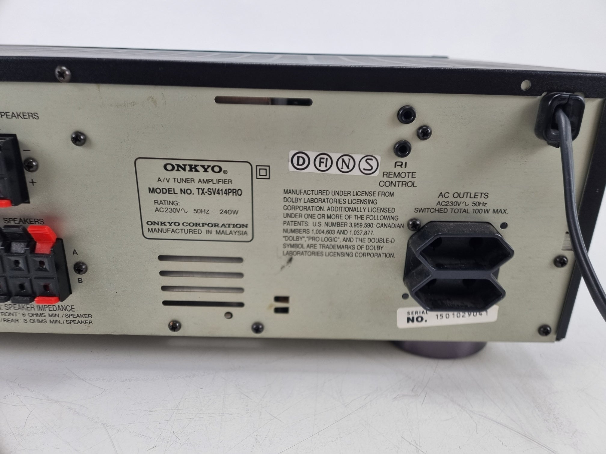 Onkyo TX-SV414 PRO A/V Tuner Amplifier (receiver) - With Remote