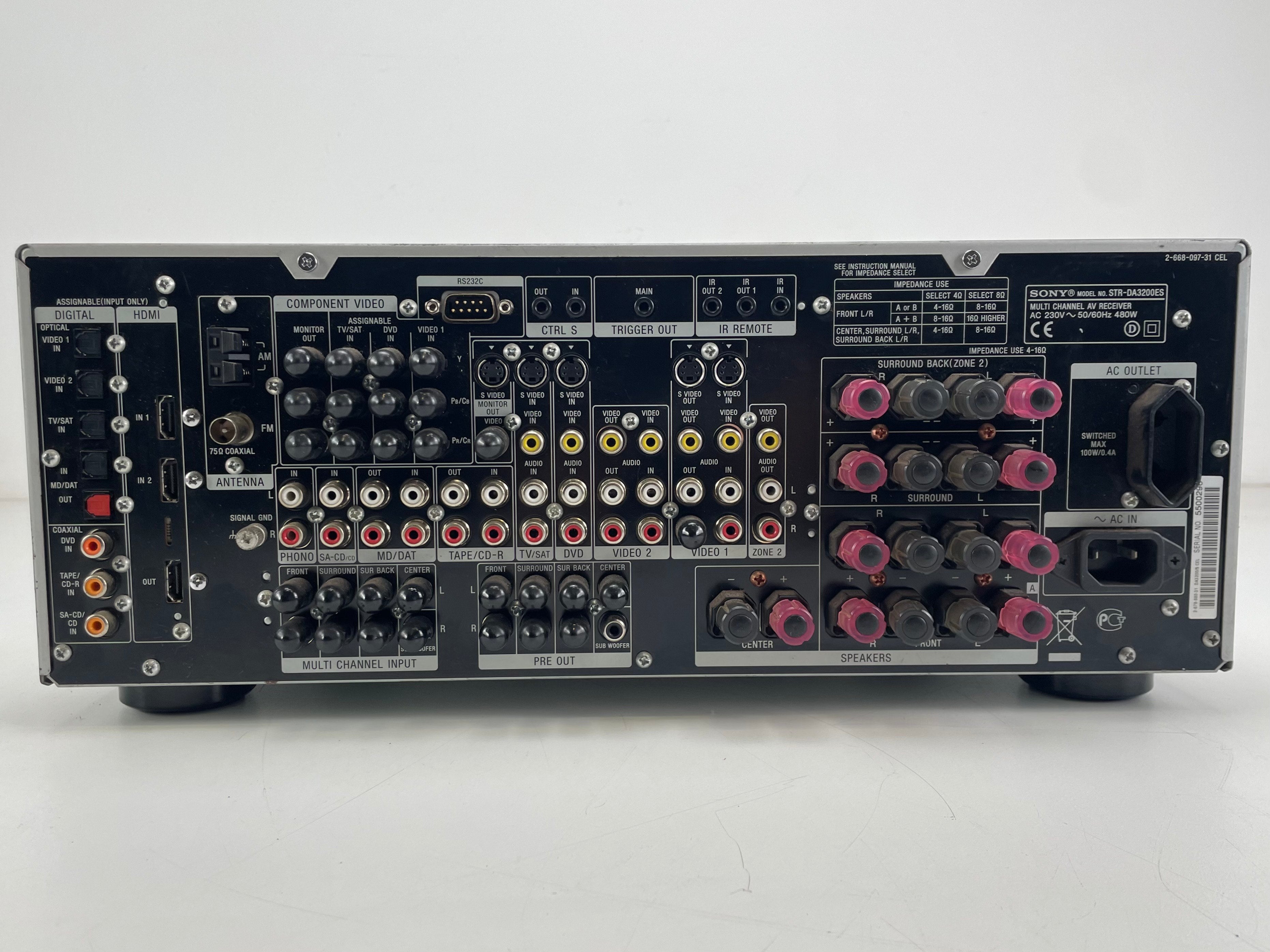 Sony STR-DA3200ES - 7.1 Channel AV Receiver  - Sold as is