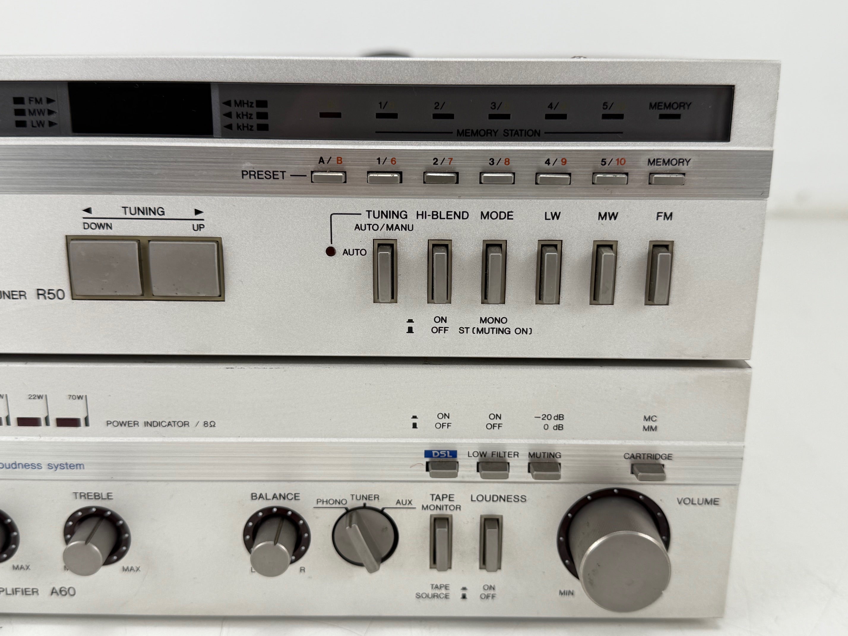 Aiwa R50 FM-stereo tuner / A60 stereo geïntegreerde versterkerset