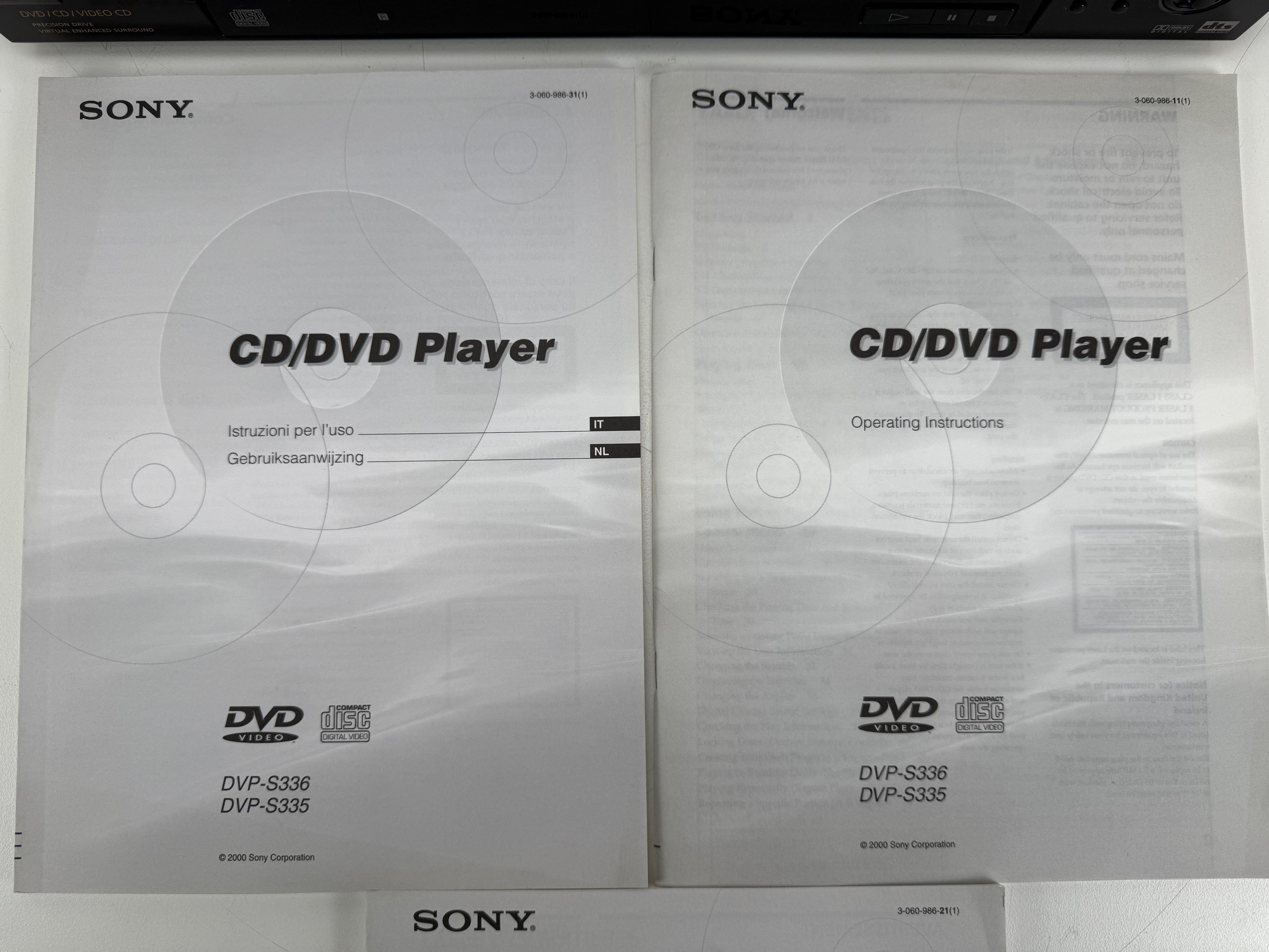 Sony DVP-S335 CD/DVD Player - Original Manuals