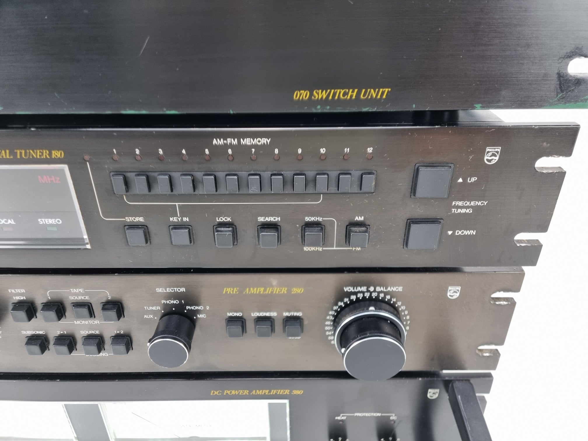 Philips 070 Switch Unit  - 180 TUNER - 280 Pre amp - 380 DC Power Amp - Fully Serviced set