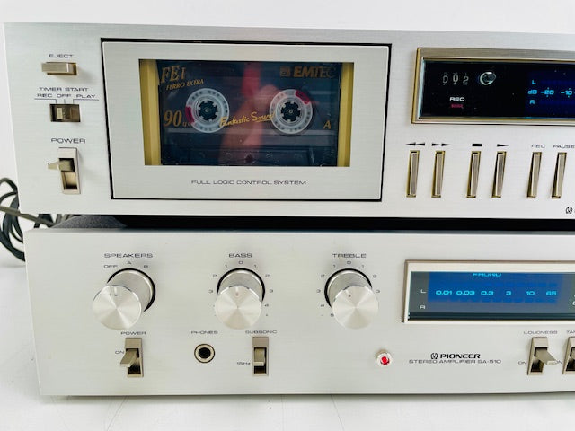 Pioneer CT-300 Cassette Deck + SA-510 Stereo Amplifier - Blue line series